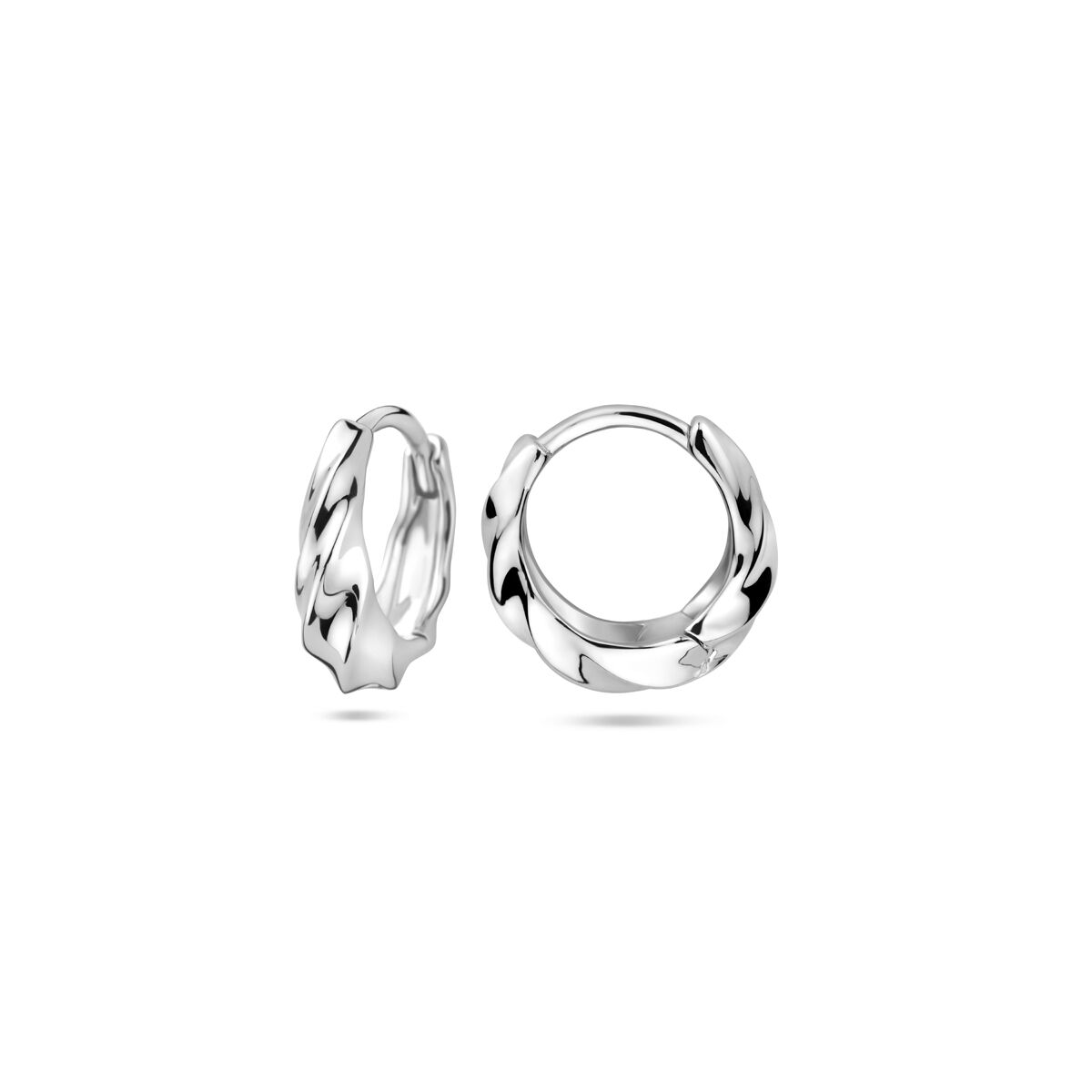 Fantasy Collection Oorbellen gedraaid 13 mm zilver