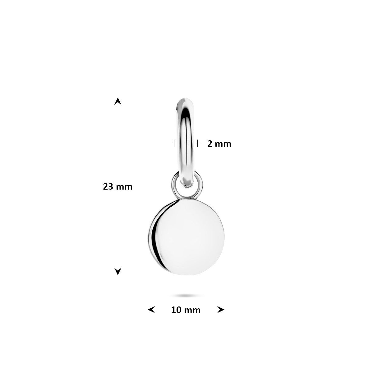 Oorbellen per stuk 13 mm zilver