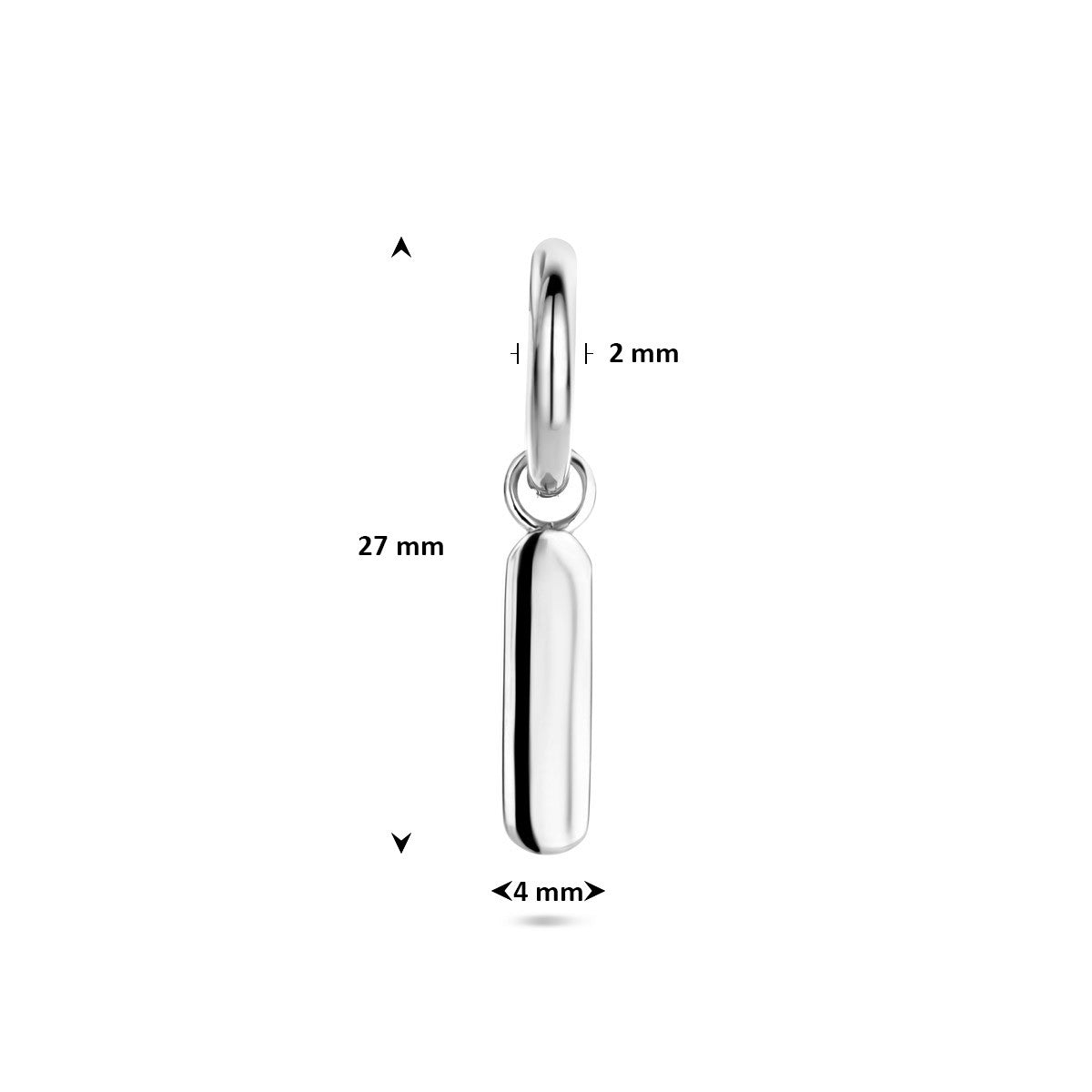 Oorbellen per stuk 13 mm per stuk zilver