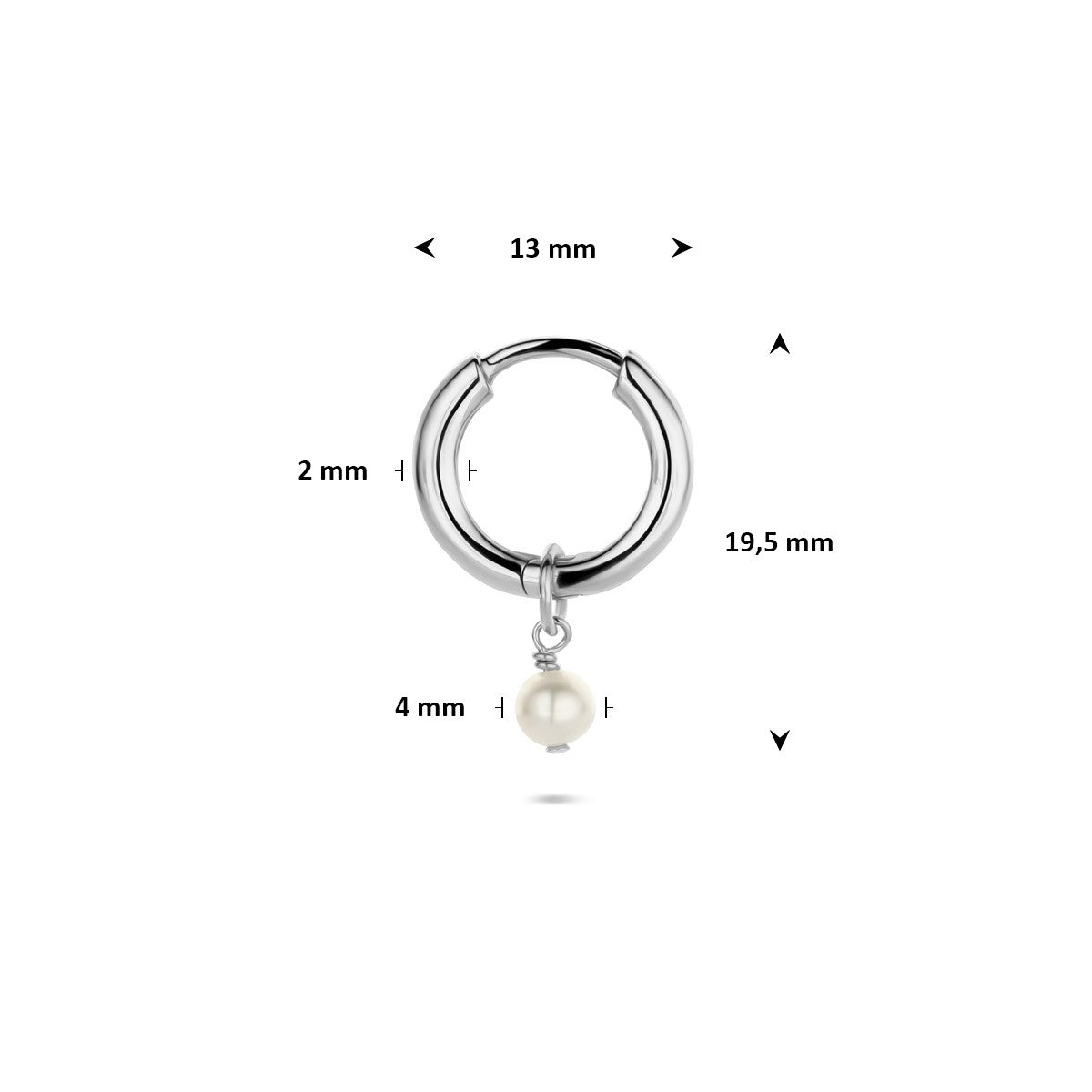 Oorbellen parel per stuk 10 mm zilver