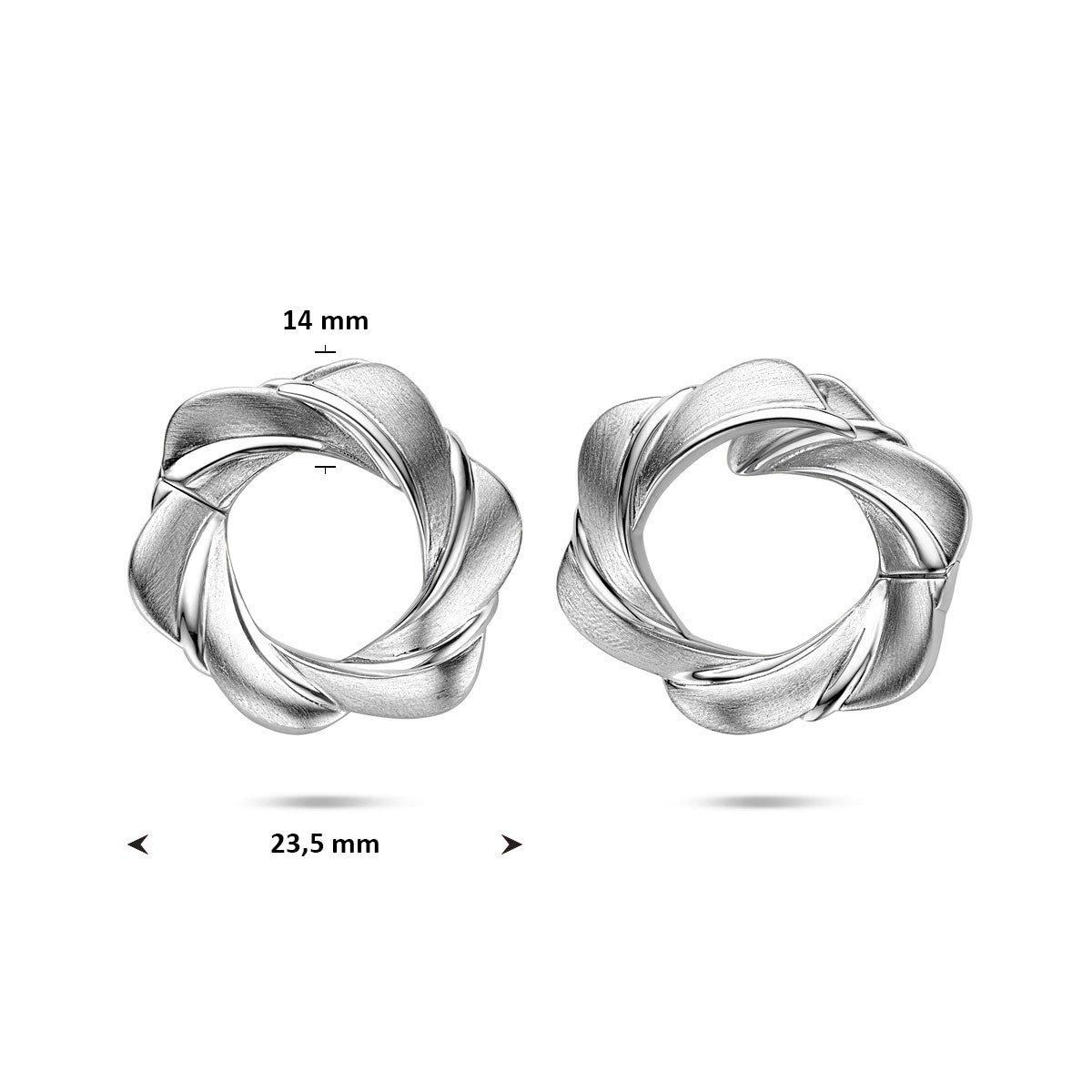 Oorbellen poli/mat 23,5 mm zilver