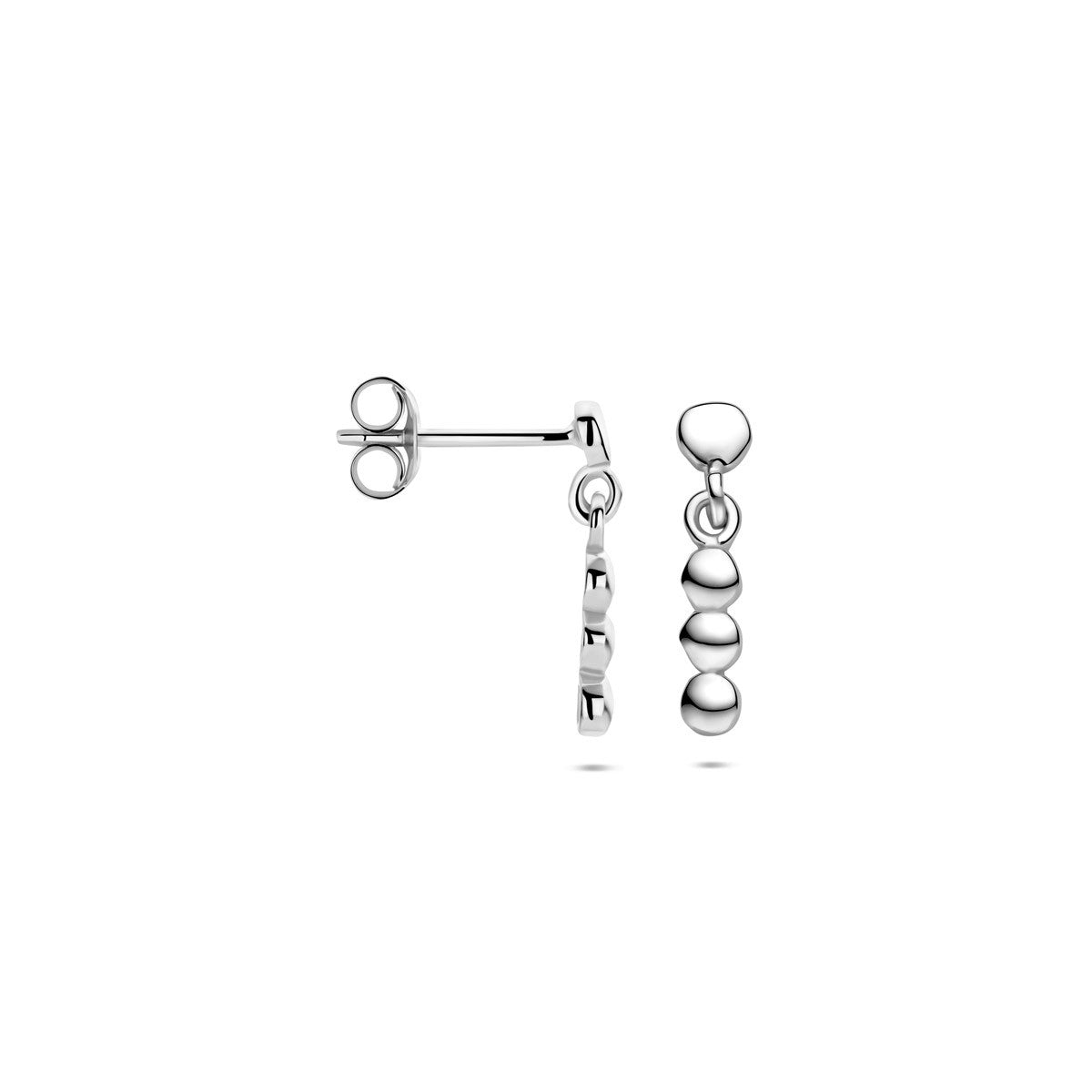 Hangende oorbellen bolletjes 15 mm zilver