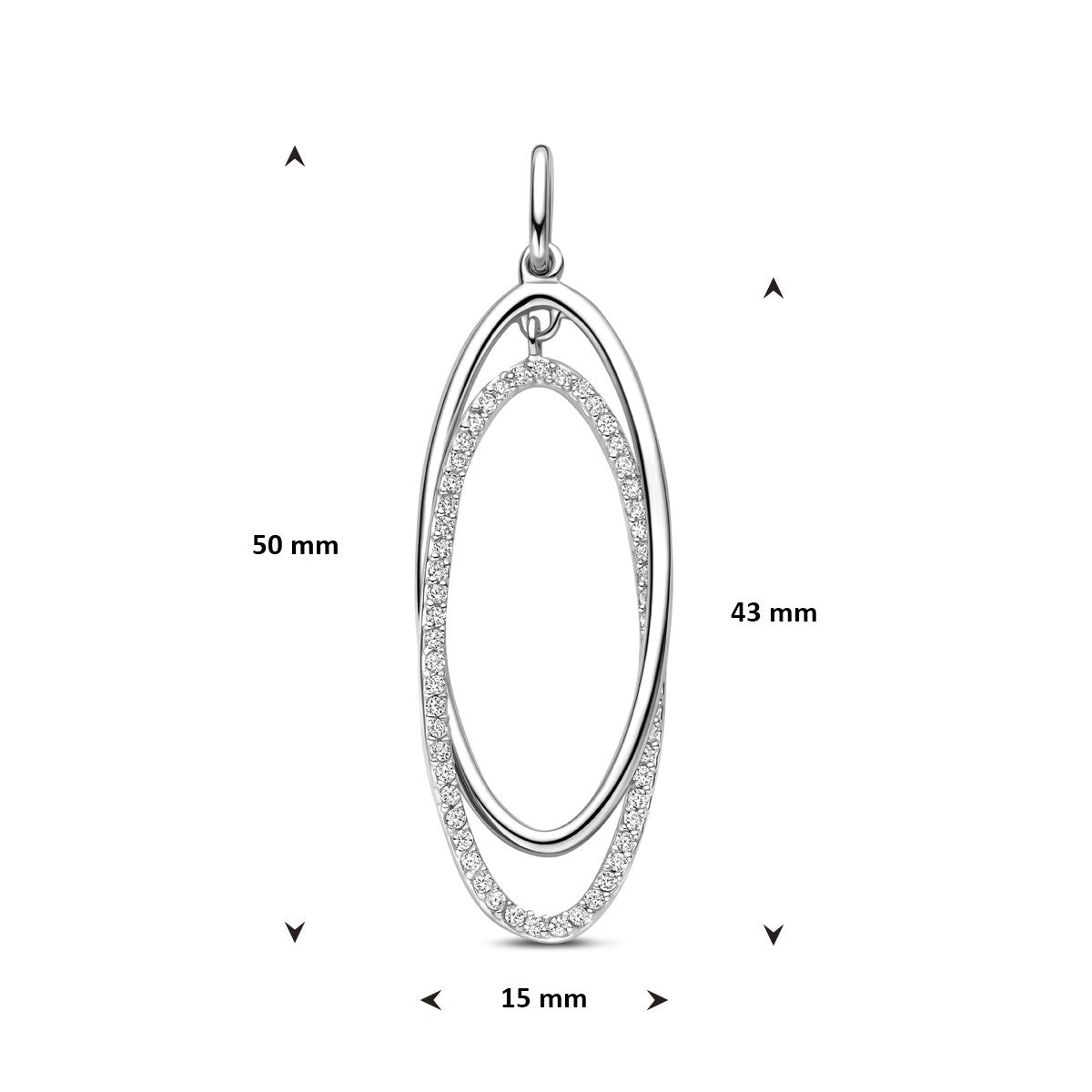 Hanger zirkonia 50 mm zilver