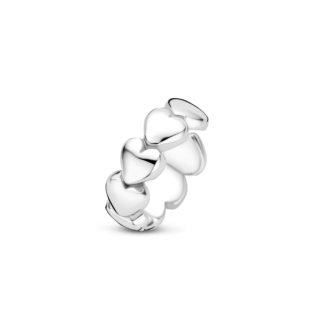 Fantasy Collection Ear cuff hartjes zilver gerhodineerd 12,5 mm
