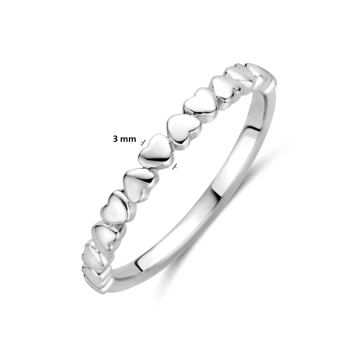 Ring hartjes zilver gerhodineerd