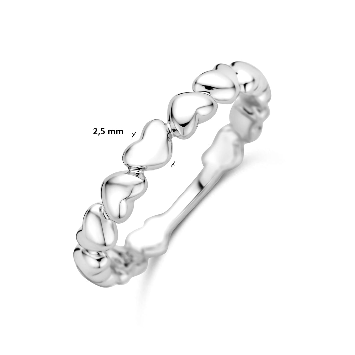 Ring hartjes zilver gerhodineerd