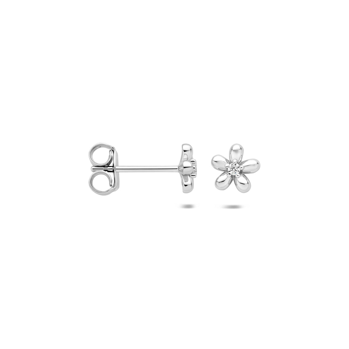 Fantasy Collection Oorknoppen bloem zirkonia zilver gerhodineerd 6 mm - afbeelding 3