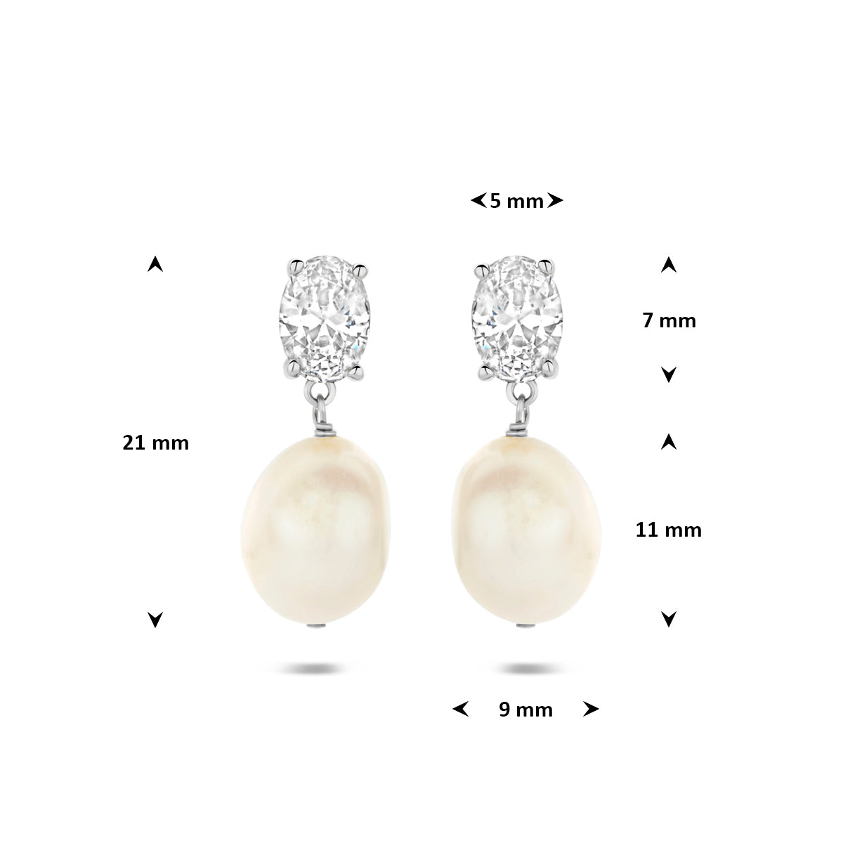 Fantasy Collection Oorhangers parel en zirkonia zilver gerhodineerd 21 mm - afbeelding 4