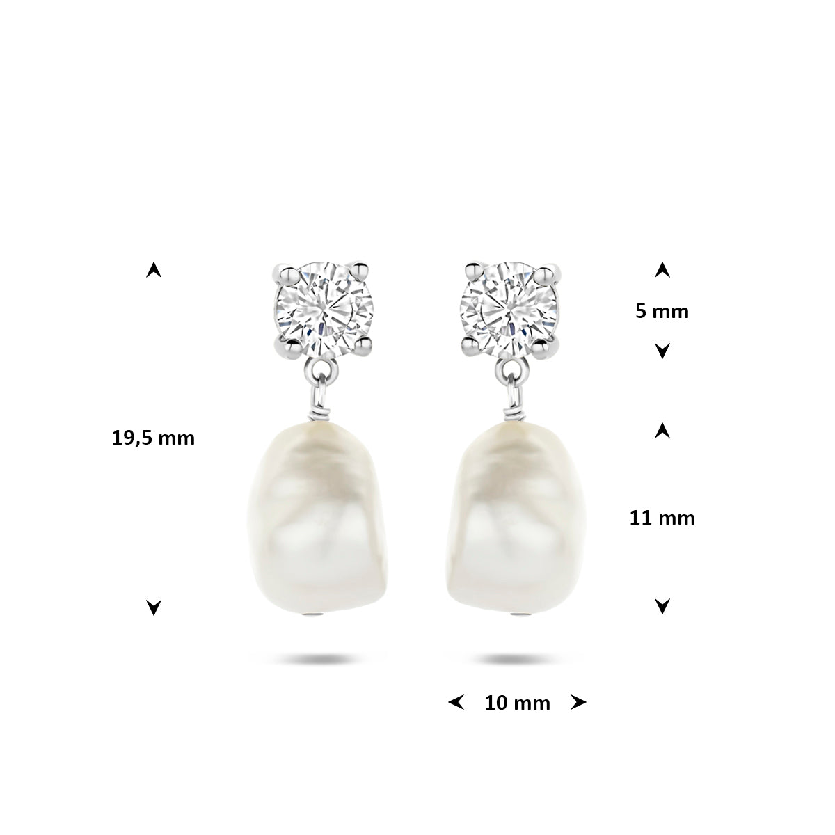 Fantasy Collection Oorhangers parel en zirkonia zilver gerhodineerd 19,5 mm - afbeelding 4