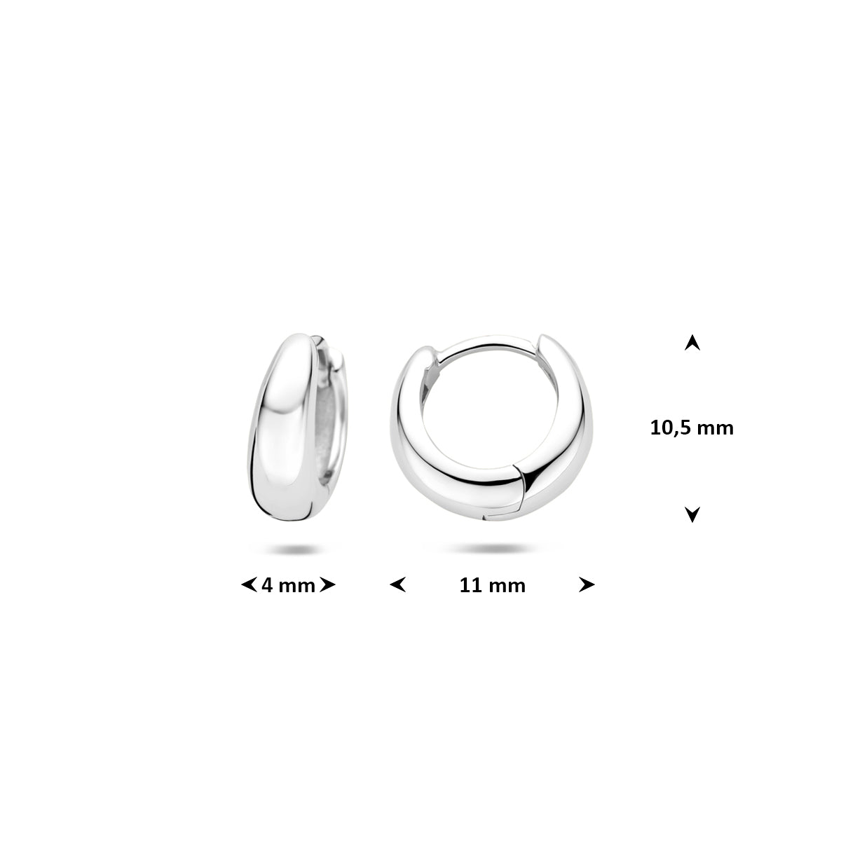 Fantasy Collection Klapoorringen buis zilver gerhodineerd 4 mm - afbeelding 4