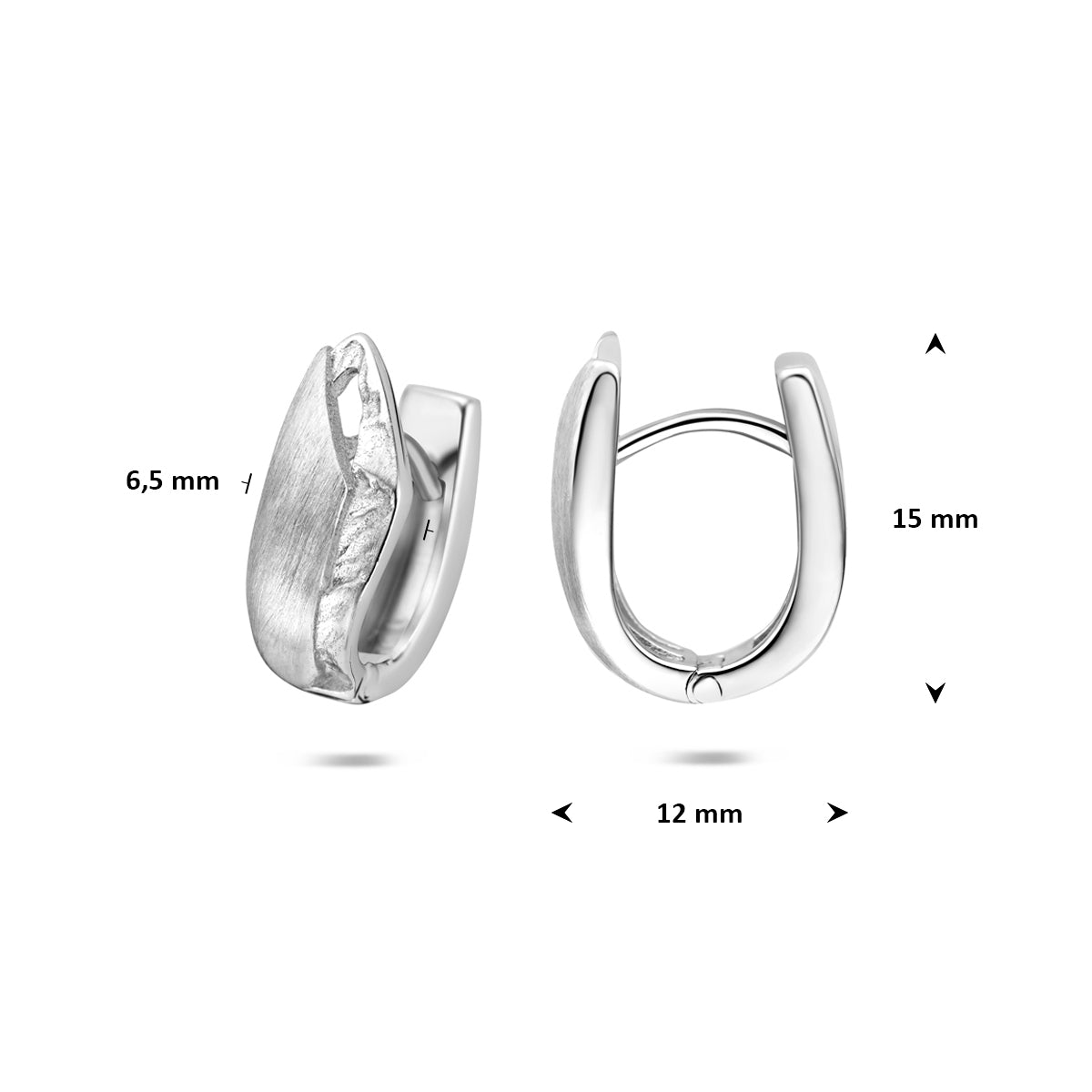Fantasy Collection Klapoorringen poli/mat zilver gerhodineerd 15,5 mm - afbeelding 4