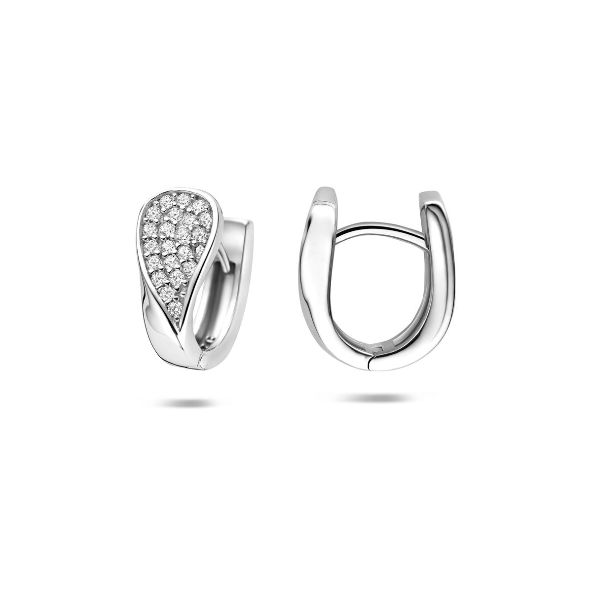Klapoorringen zirkonia zilver gerhodineerd 14,5 mm