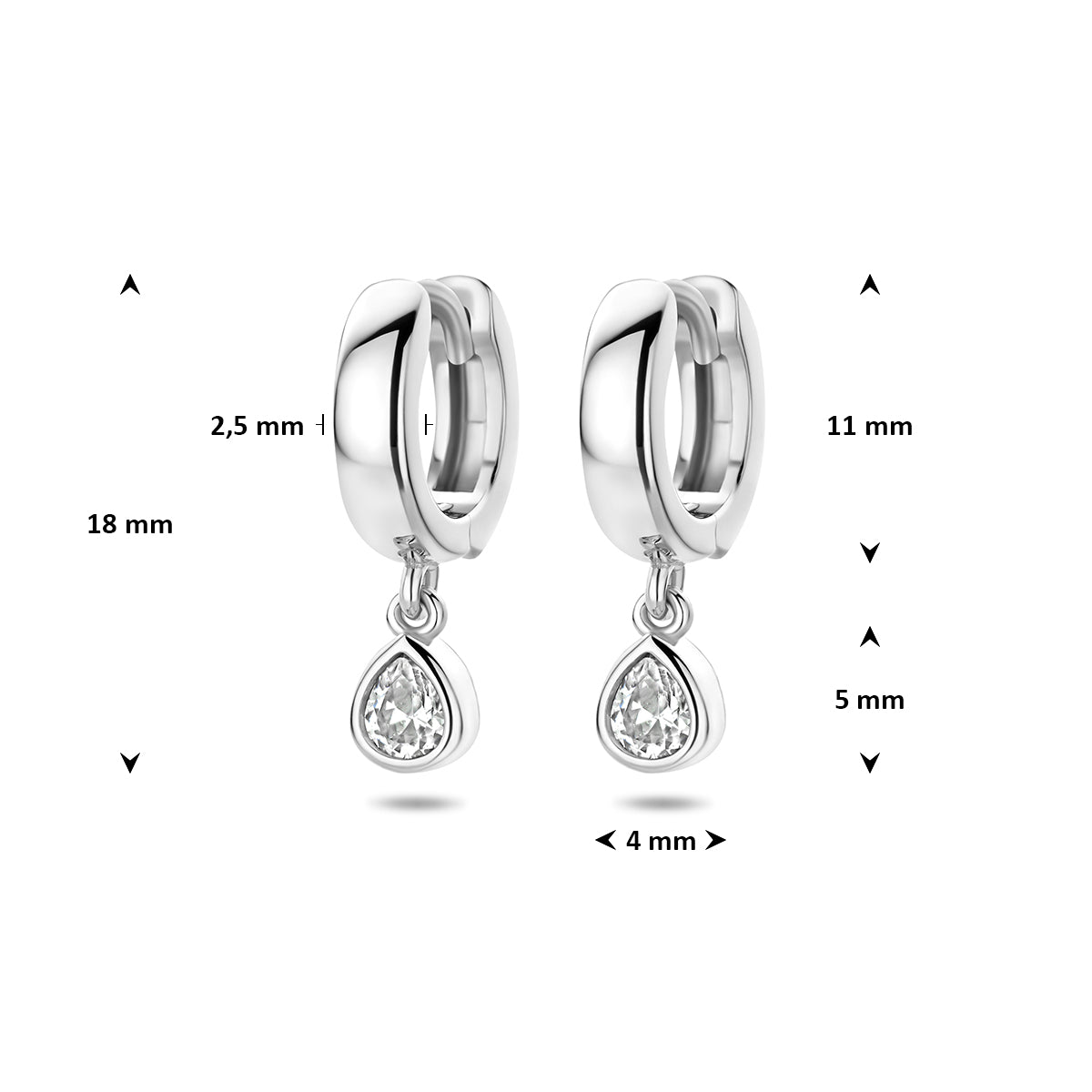 Fantasy Collection Klapoorringen zirkonia zilver gerhodineerd 18 mm - afbeelding 4