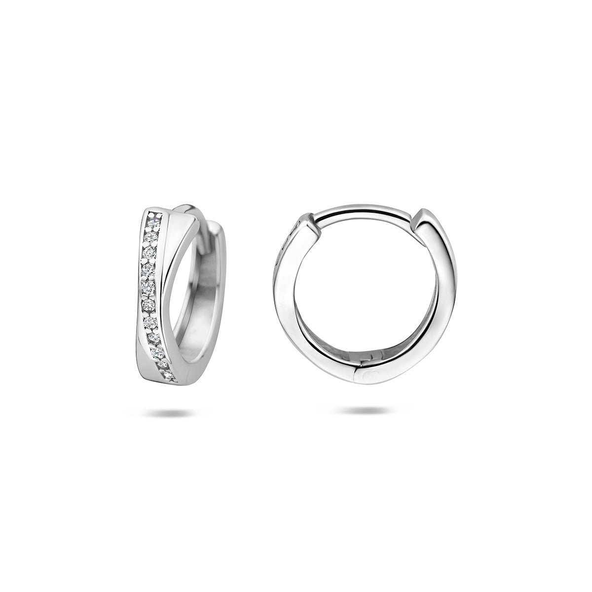 Fantasy Collection Klapoorringen zirkonia zilver gerhodineerd 13 mm - afbeelding 3