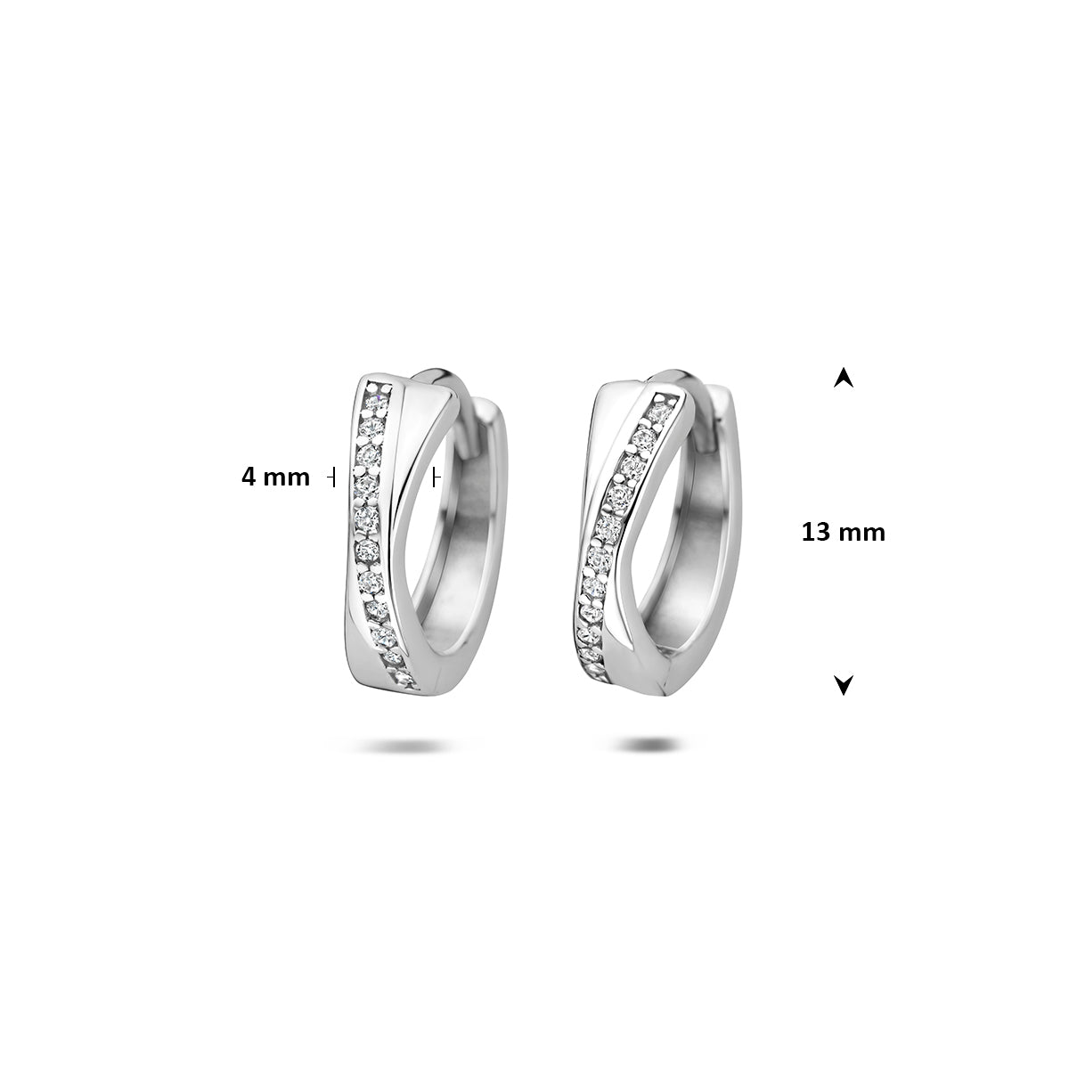 Fantasy Collection Klapoorringen zirkonia zilver gerhodineerd 13 mm - afbeelding 4
