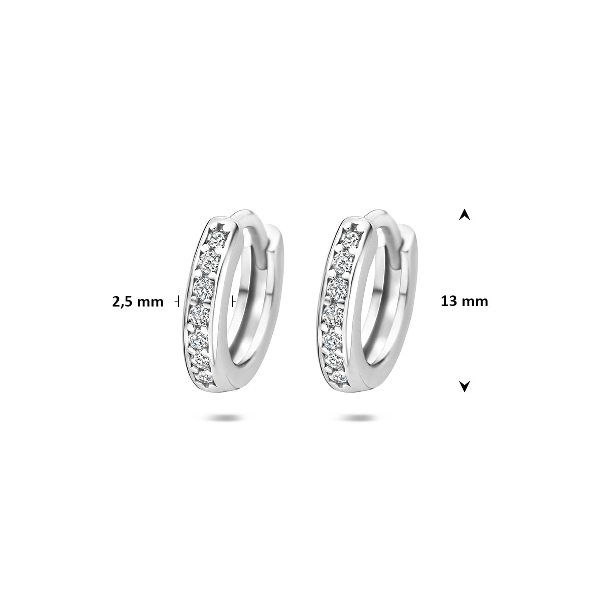 Fantasy Collection Klapoorringen zirkonia zilver gerhodineerd 13 mm - afbeelding 4