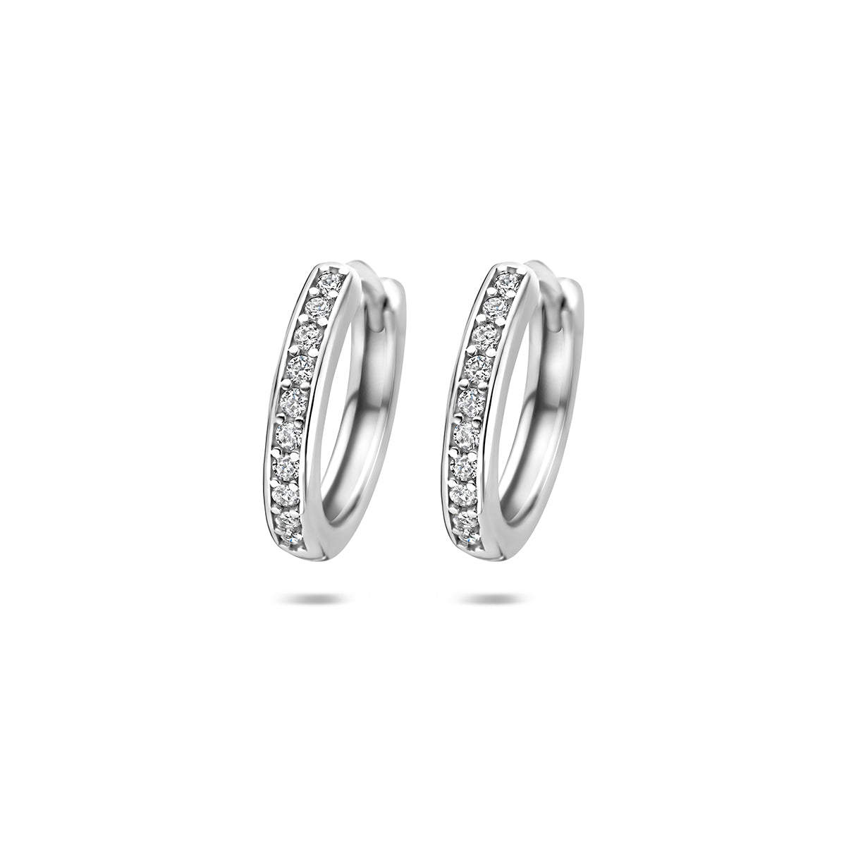 Fantasy Collection Klapoorringen zirkonia zilver gerhodineerd 16 mm