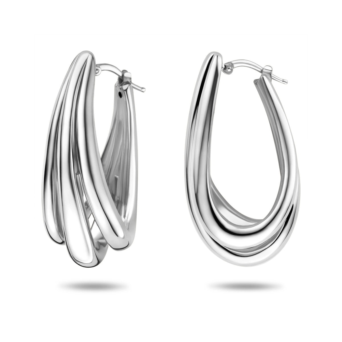 Oorringen zilver gerhodineerd 42 mm