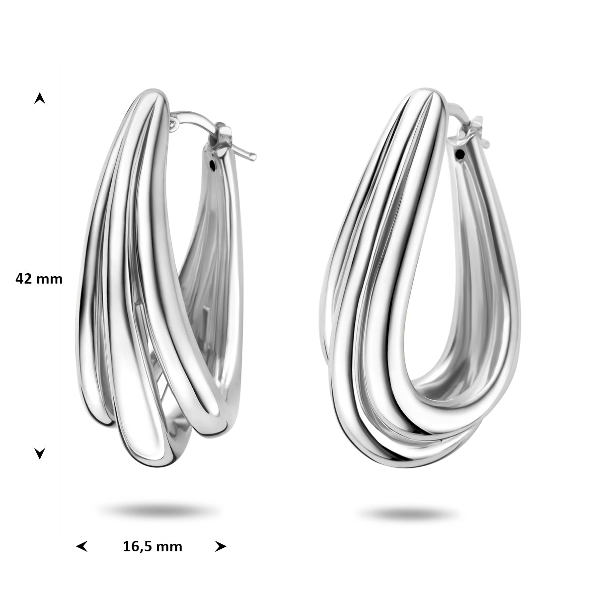 Oorringen zilver gerhodineerd 42 mm