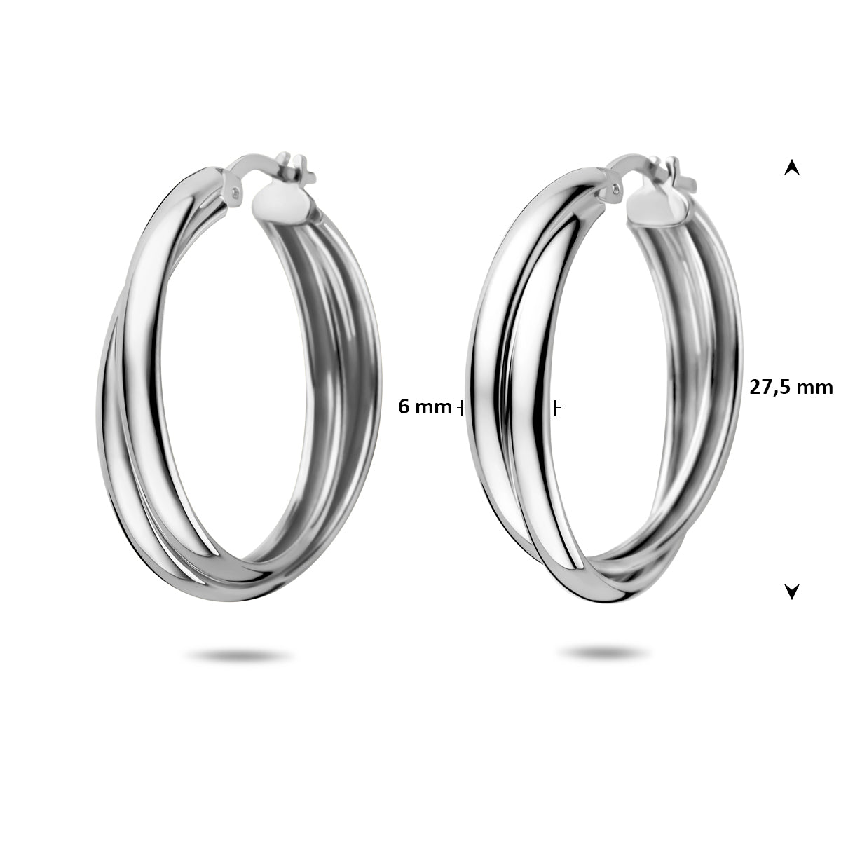 Oorringen zilver gerhodineerd 27,5 mm