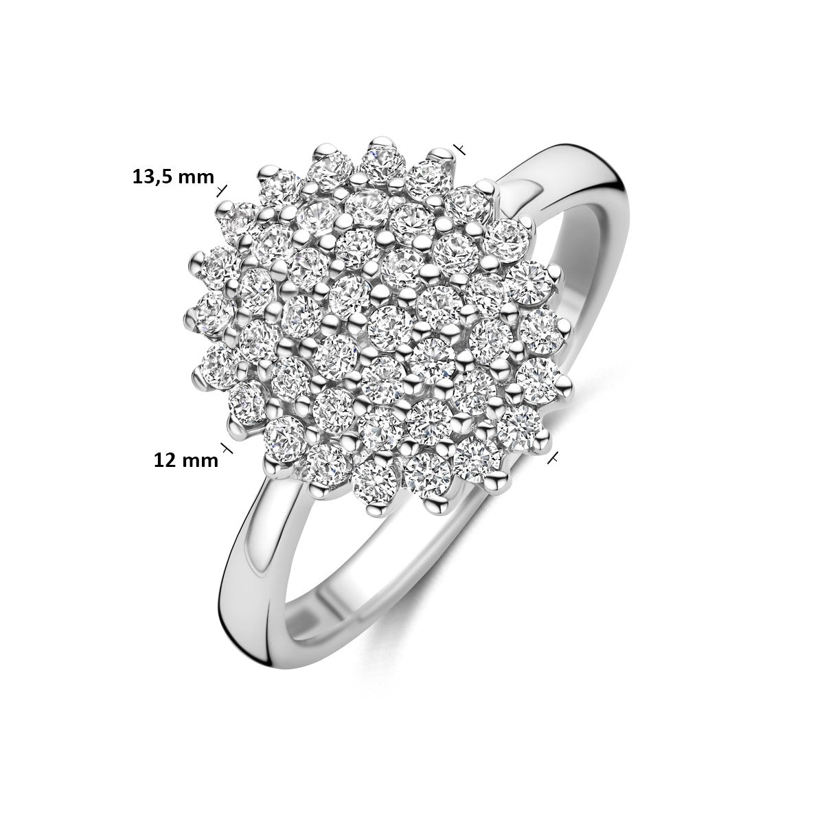 Ring zirkonia zilver gerhodineerd 12 mm