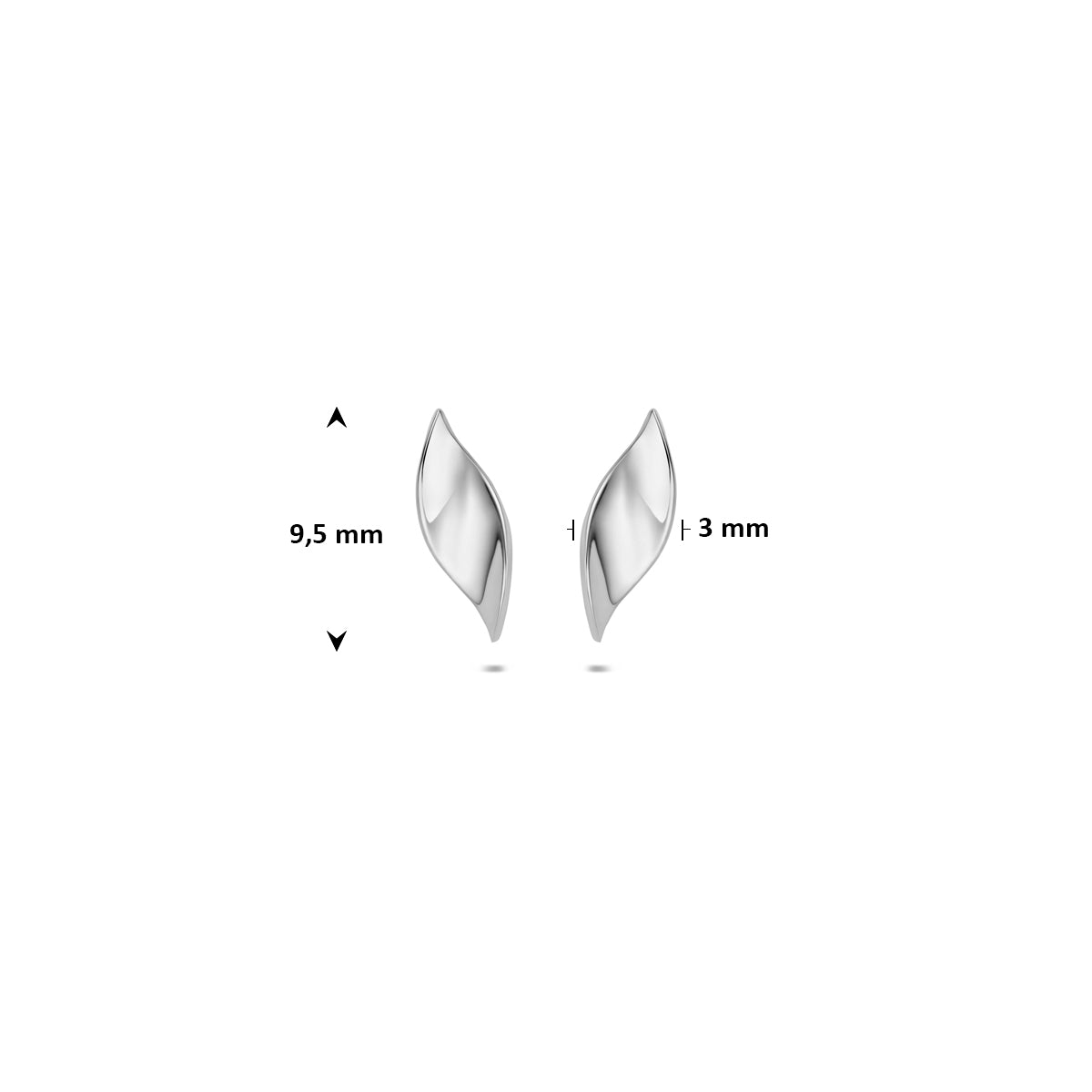 Oorknoppen zilver gerhodineerd 9,5 mm