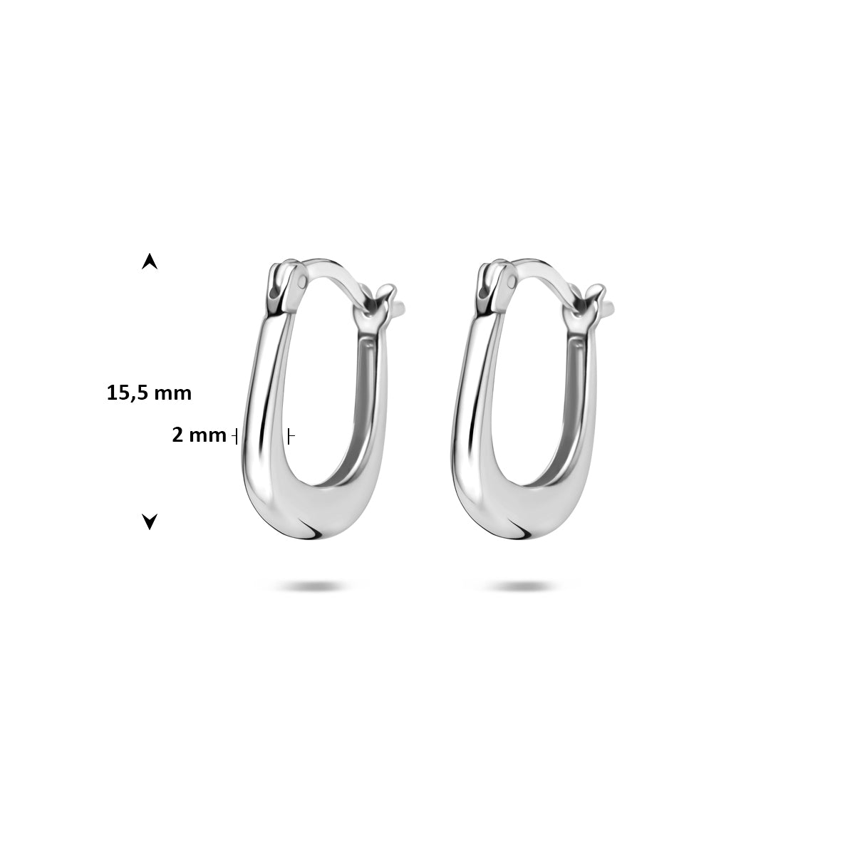 Oorringen zilver gerhodineerd 15,5 mm