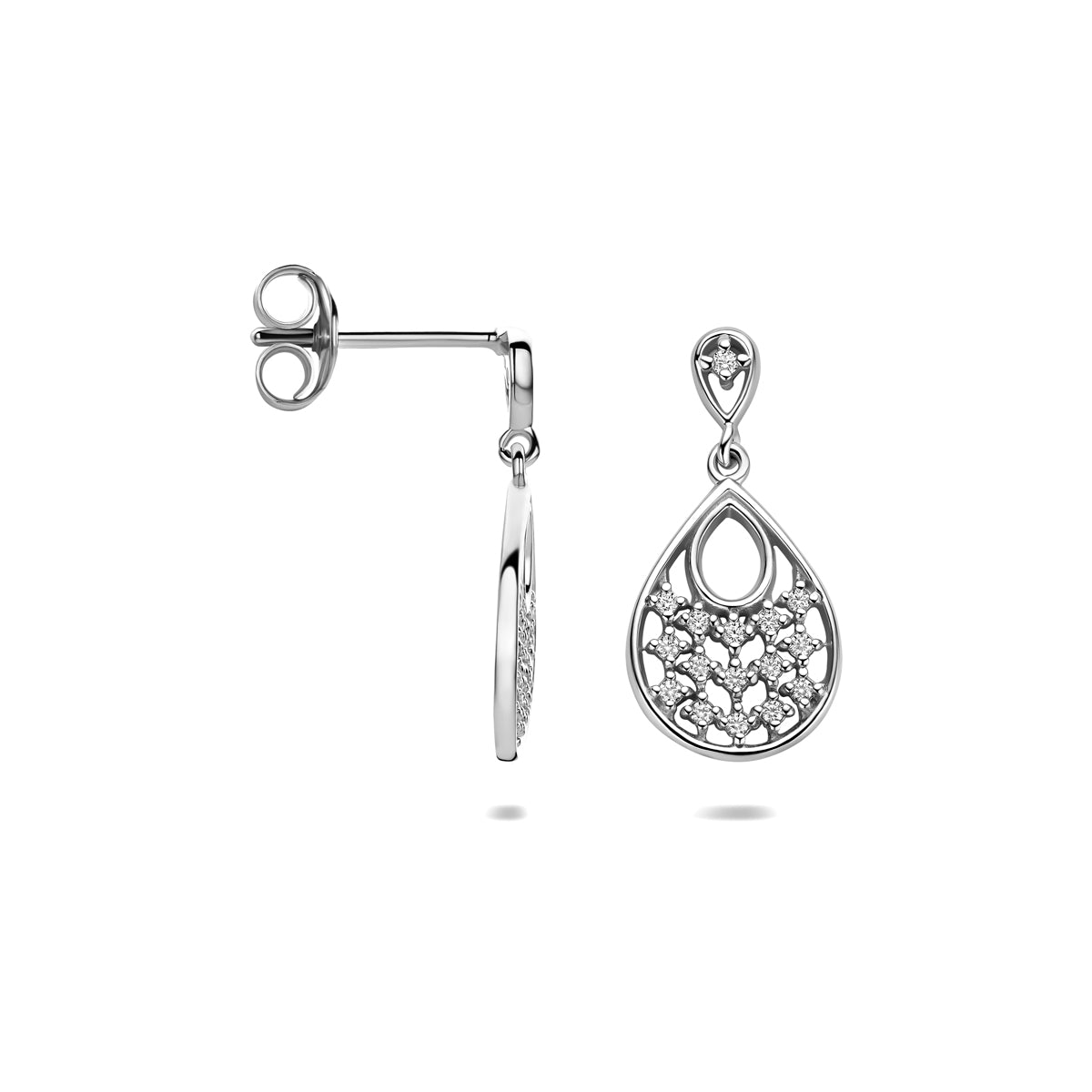 Oorhangers zirkonia zilver gerhodineerd 19 mm
