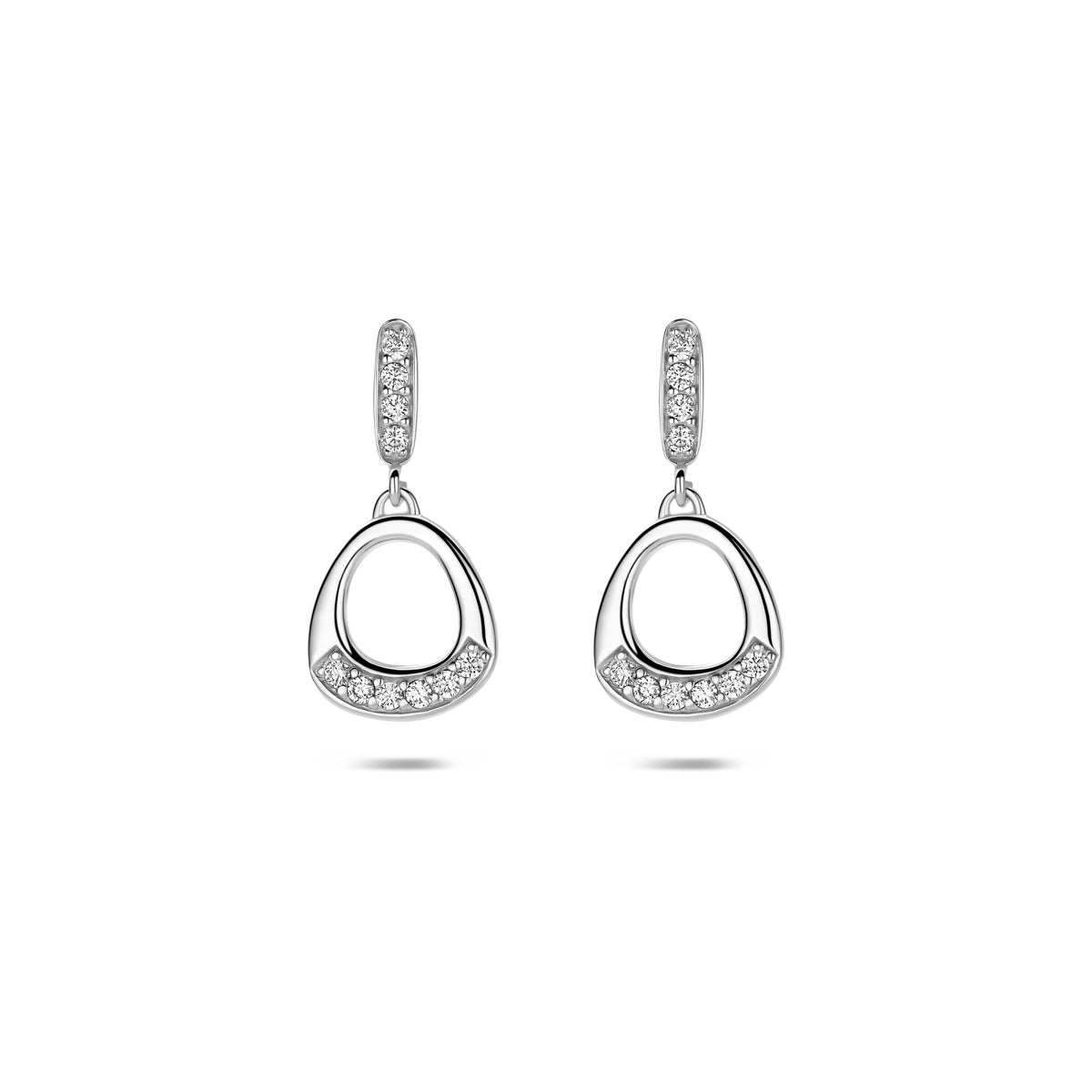 Oorhangers zirkonia zilver gerhodineerd 18 mm