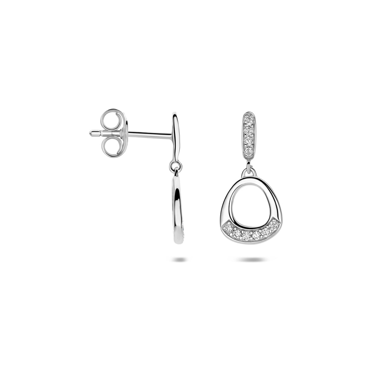 Oorhangers zirkonia zilver gerhodineerd 18 mm