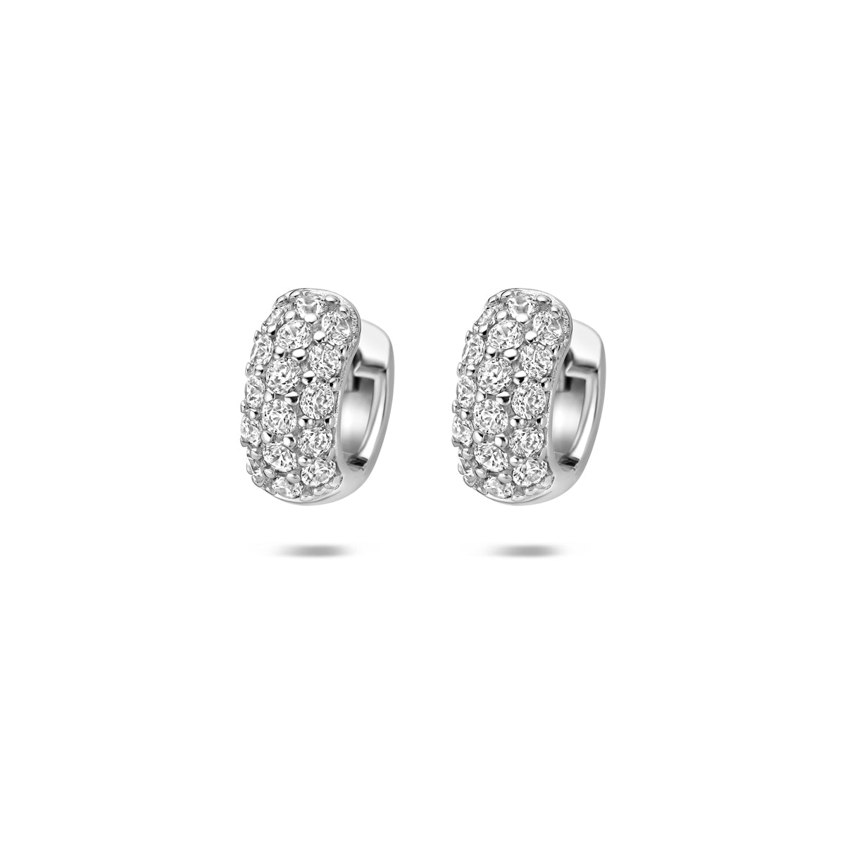 Klapoorringen zirkonia zilver gerhodineerd 12 mm