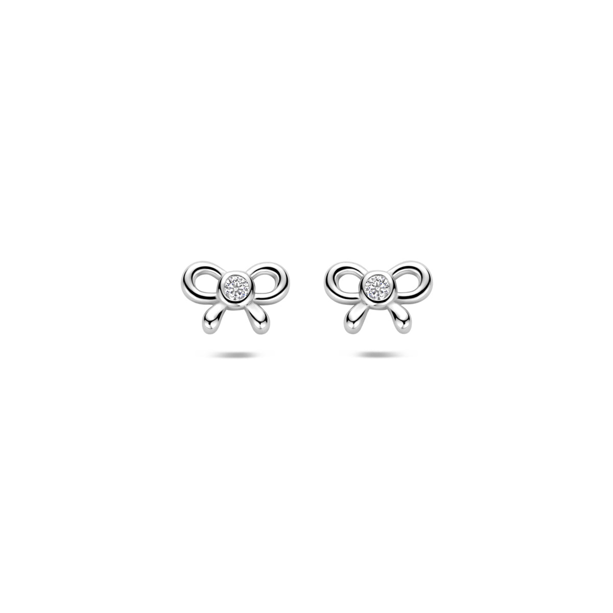 Oorknoppen strik zirkonia zilver gerhodineerd 4,5 mm