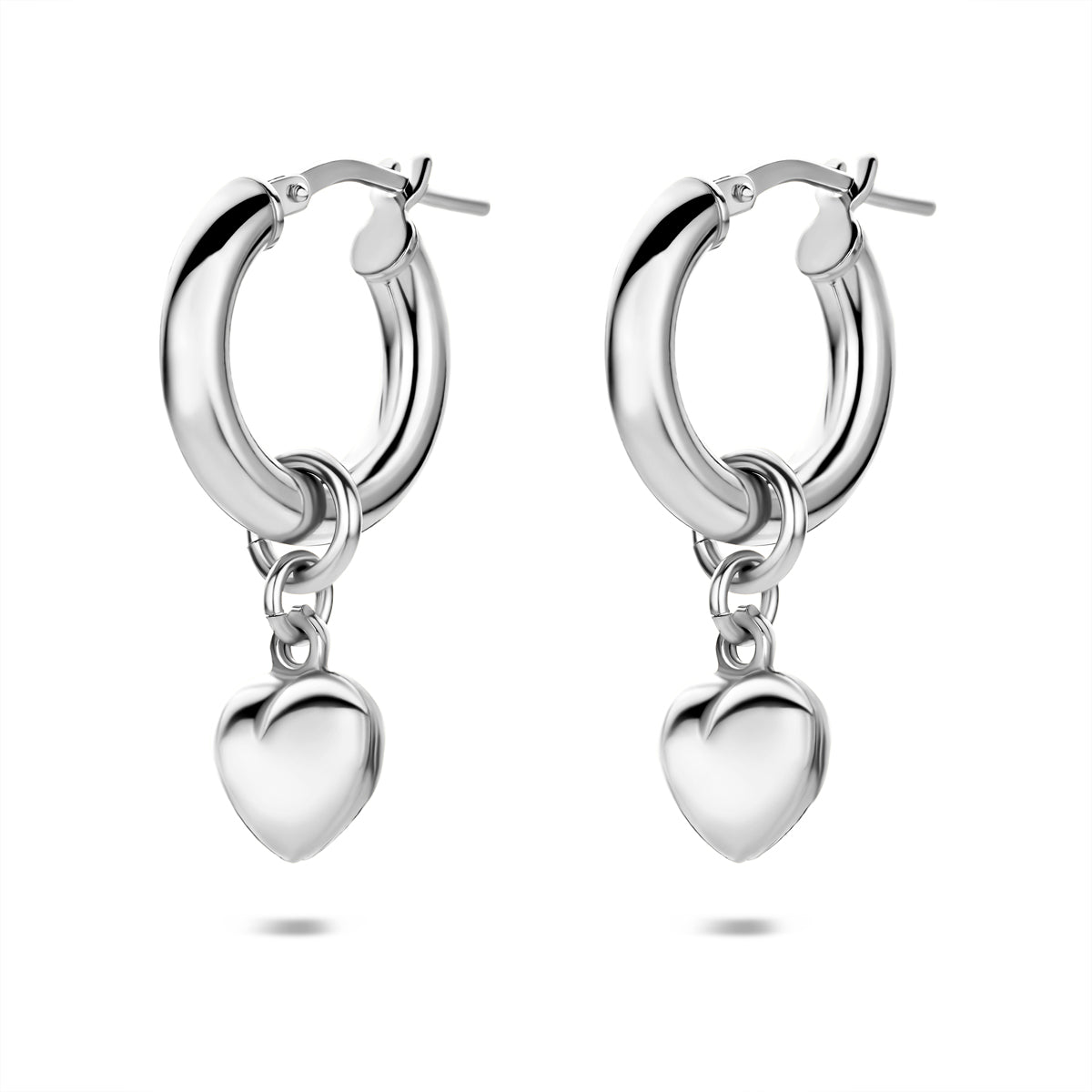 Oorringen hartjes zilver gerhodineerd 30 mm