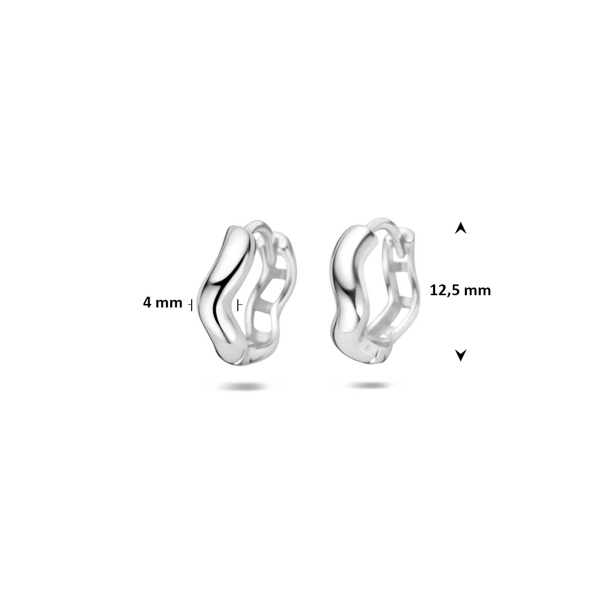 Klapoorringen zilver gerhodineerd 12,5 mm