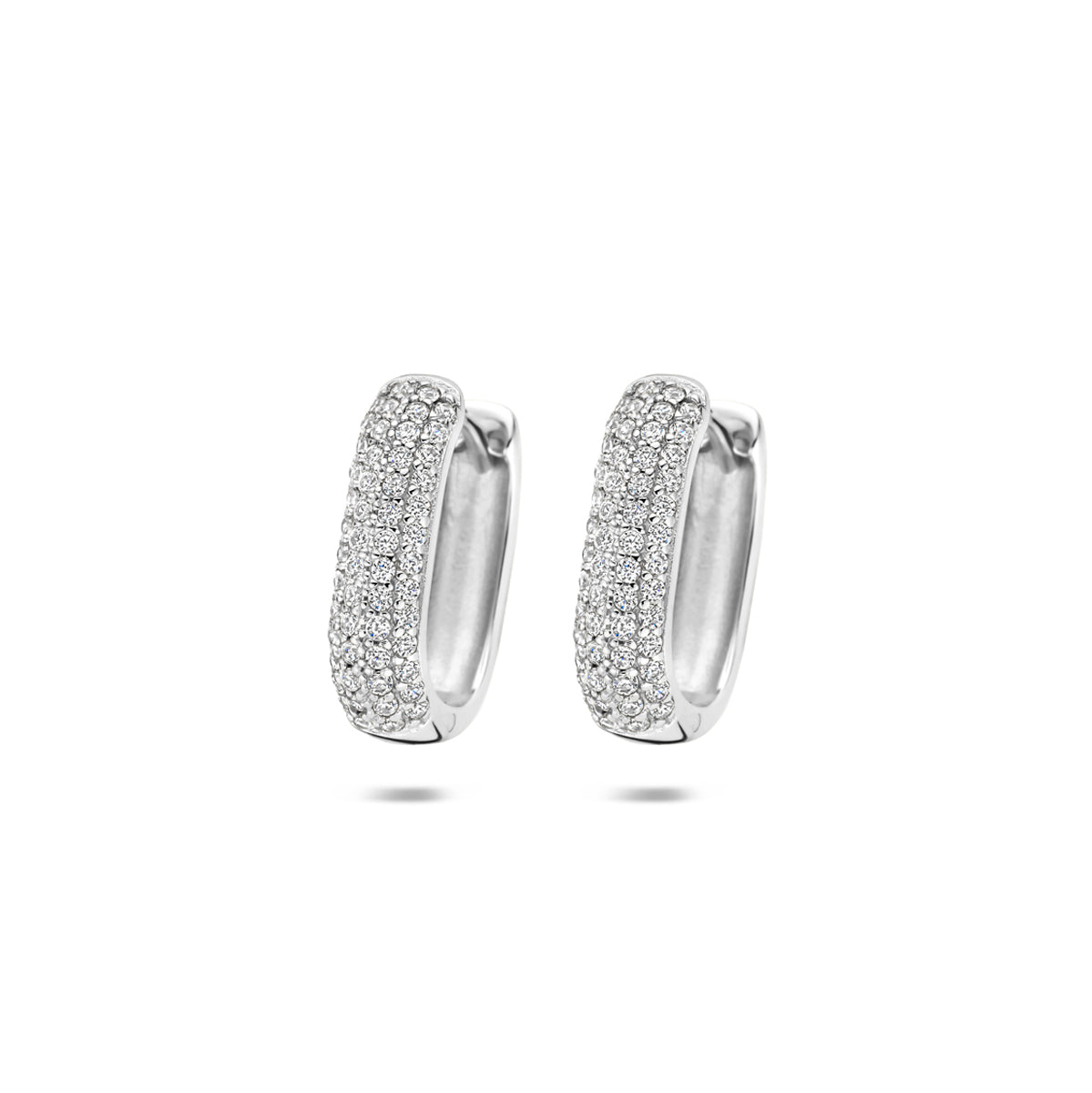 Fantasy Collection Klapoorringen zirkonia buis zilver gerhodineerd 4 mm