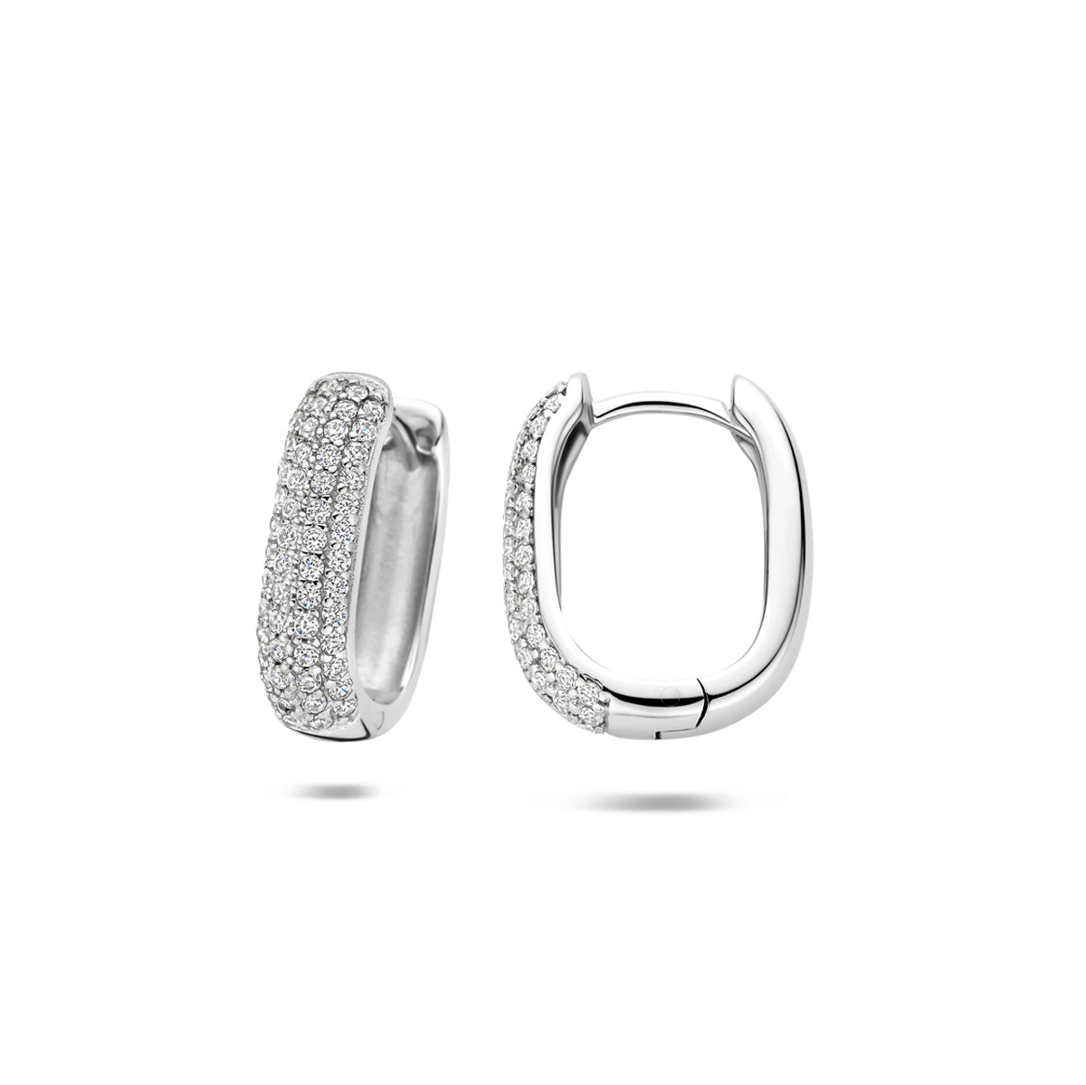 Fantasy Collection Klapoorringen zirkonia buis zilver gerhodineerd 4 mm - afbeelding 3
