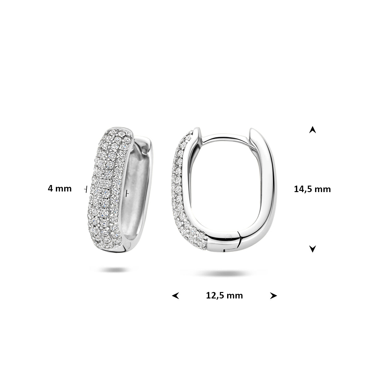 Fantasy Collection Klapoorringen zirkonia buis zilver gerhodineerd 4 mm - afbeelding 4