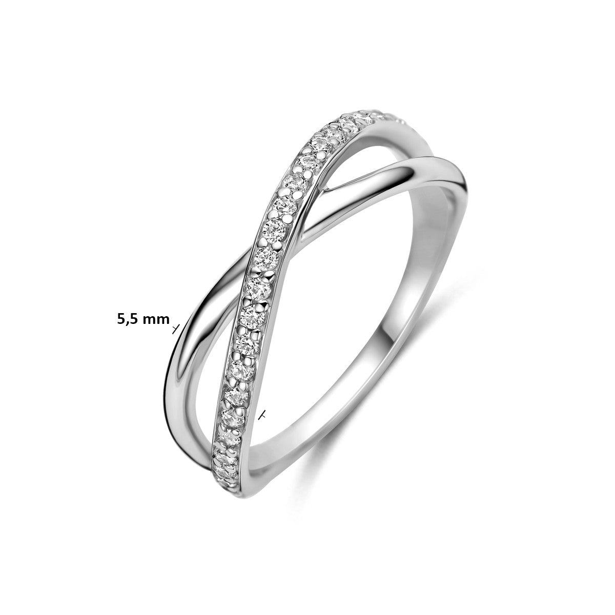 Ring zirkonia zilver gerhodineerd 5.5 mm