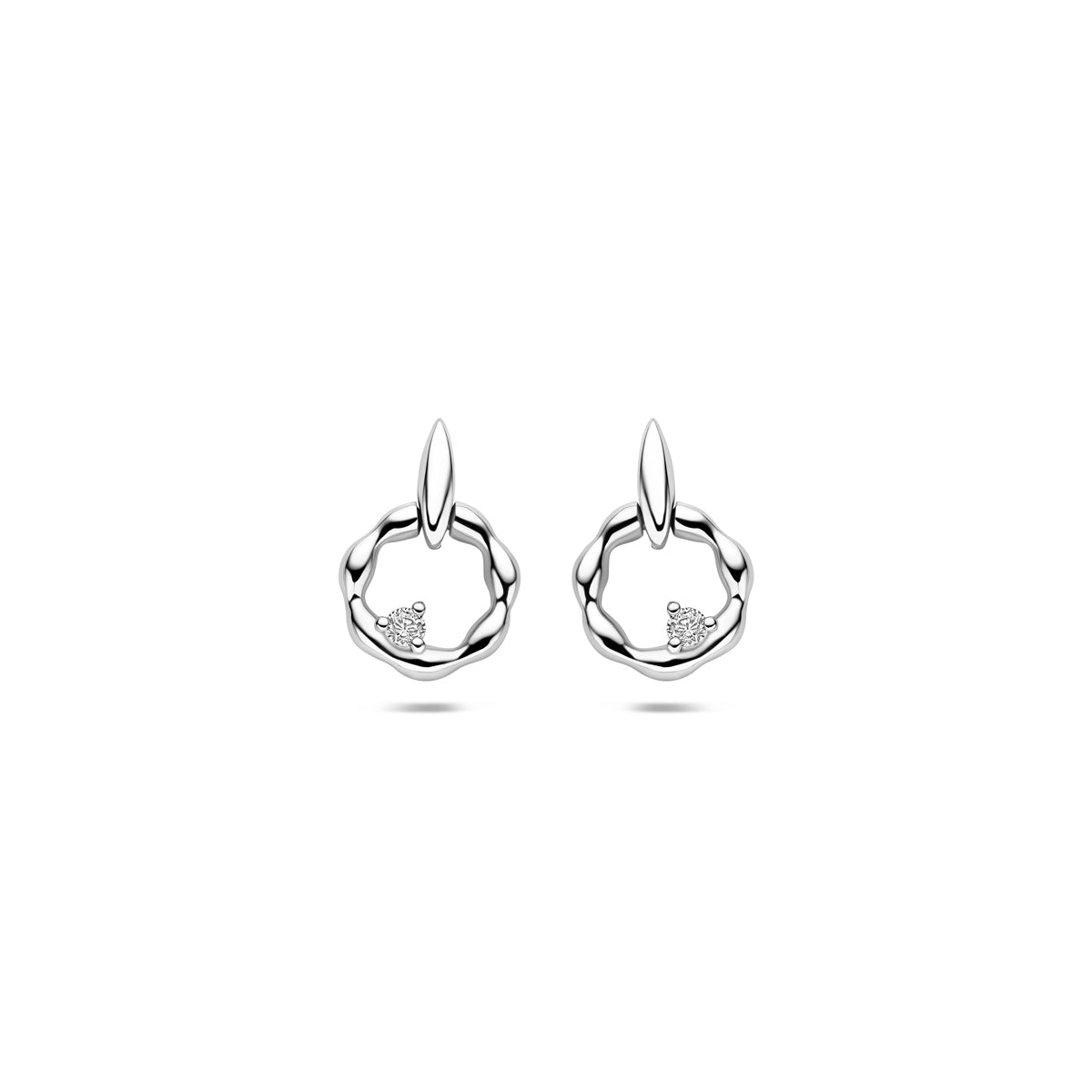 Oorhangers zirkonia zilver gerhodineerd 11 mm