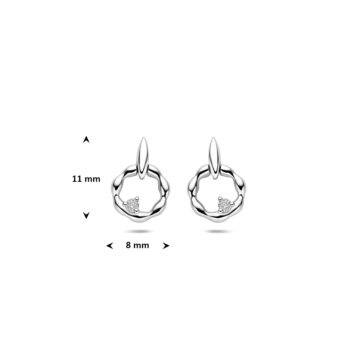 Oorhangers zirkonia zilver gerhodineerd 11 mm
