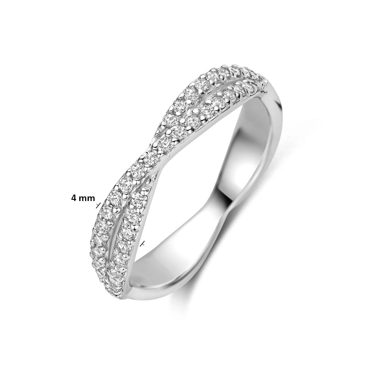 Ring zirkonia zilver gerhodineerd 4 mm
