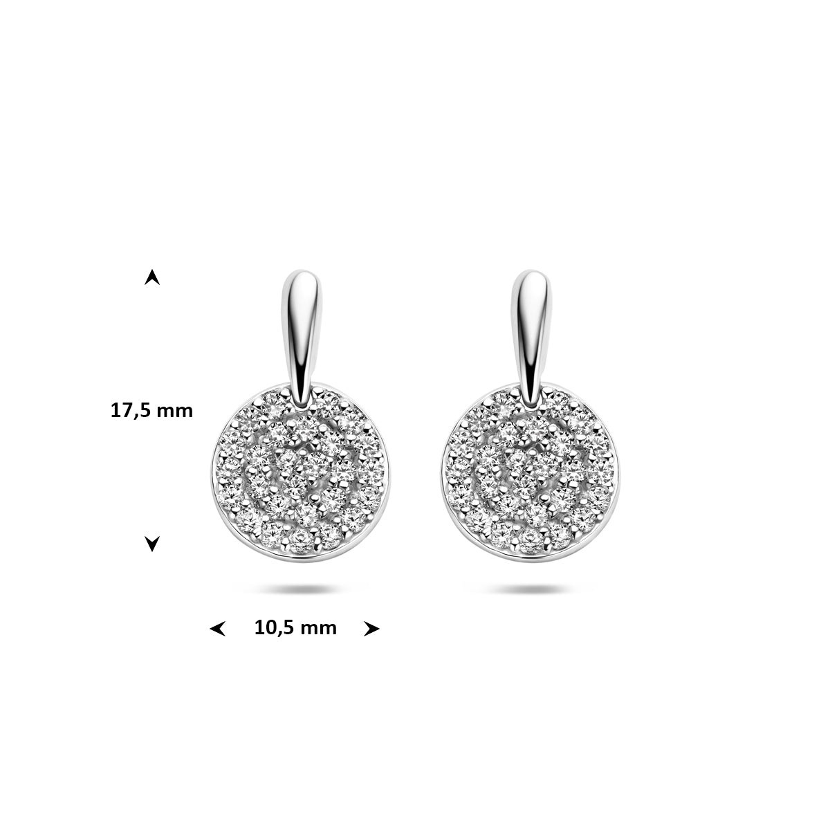 Oorhangers zirkonia zilver gerhodineerd 17,5 mm