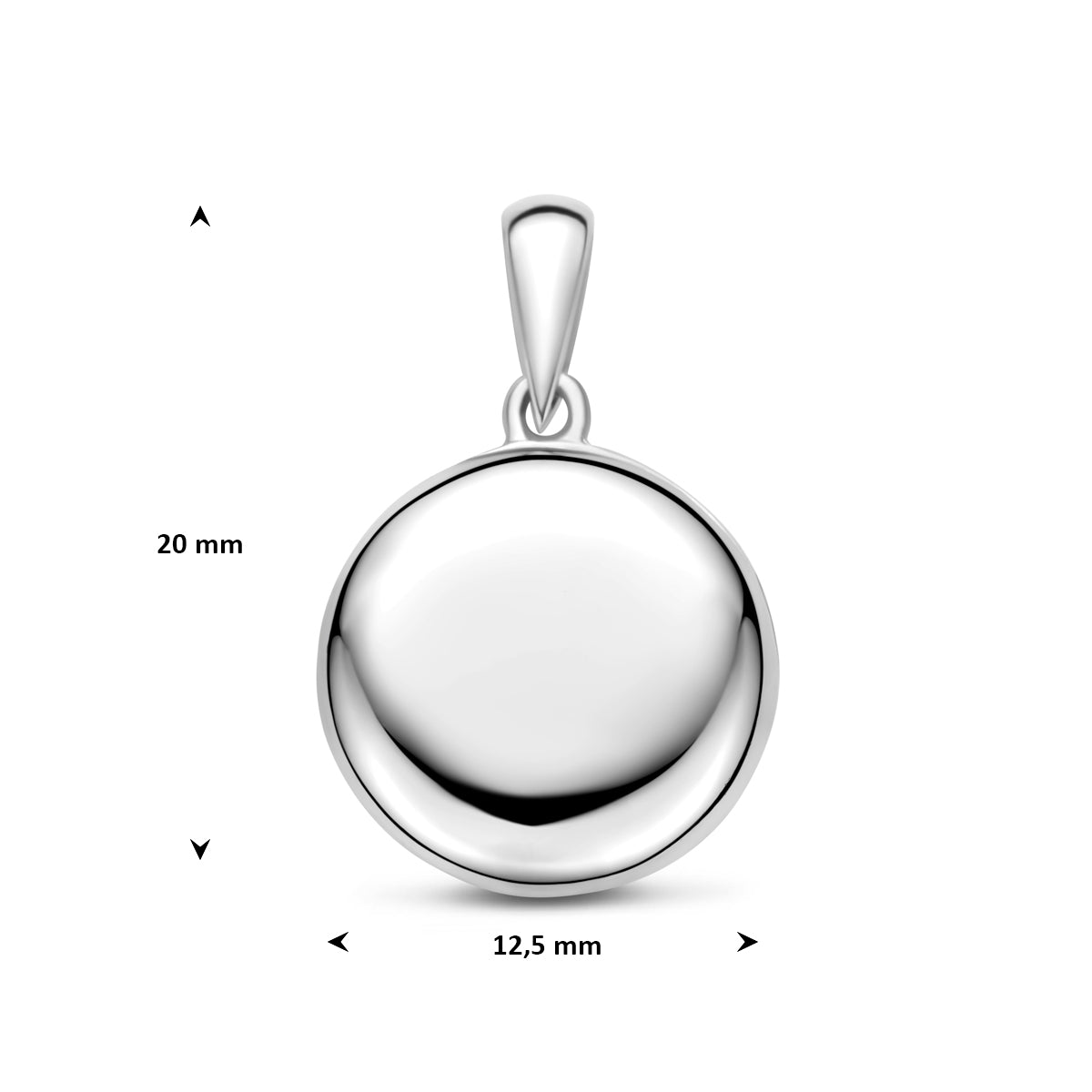 Hanger medaillon zilver gerhodineerd 12,5 mm