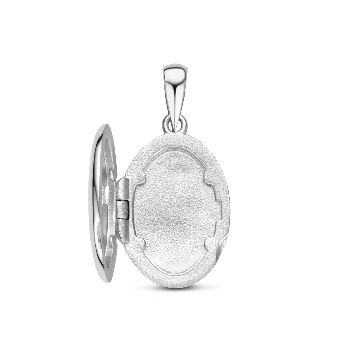 Hanger medaillon ovaal zilver gerhodineerd 16 mm