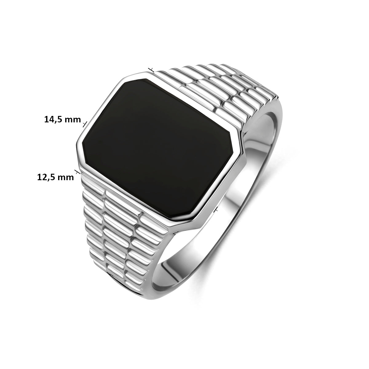 Zegelring onyx zilver gerhodineerd zwart