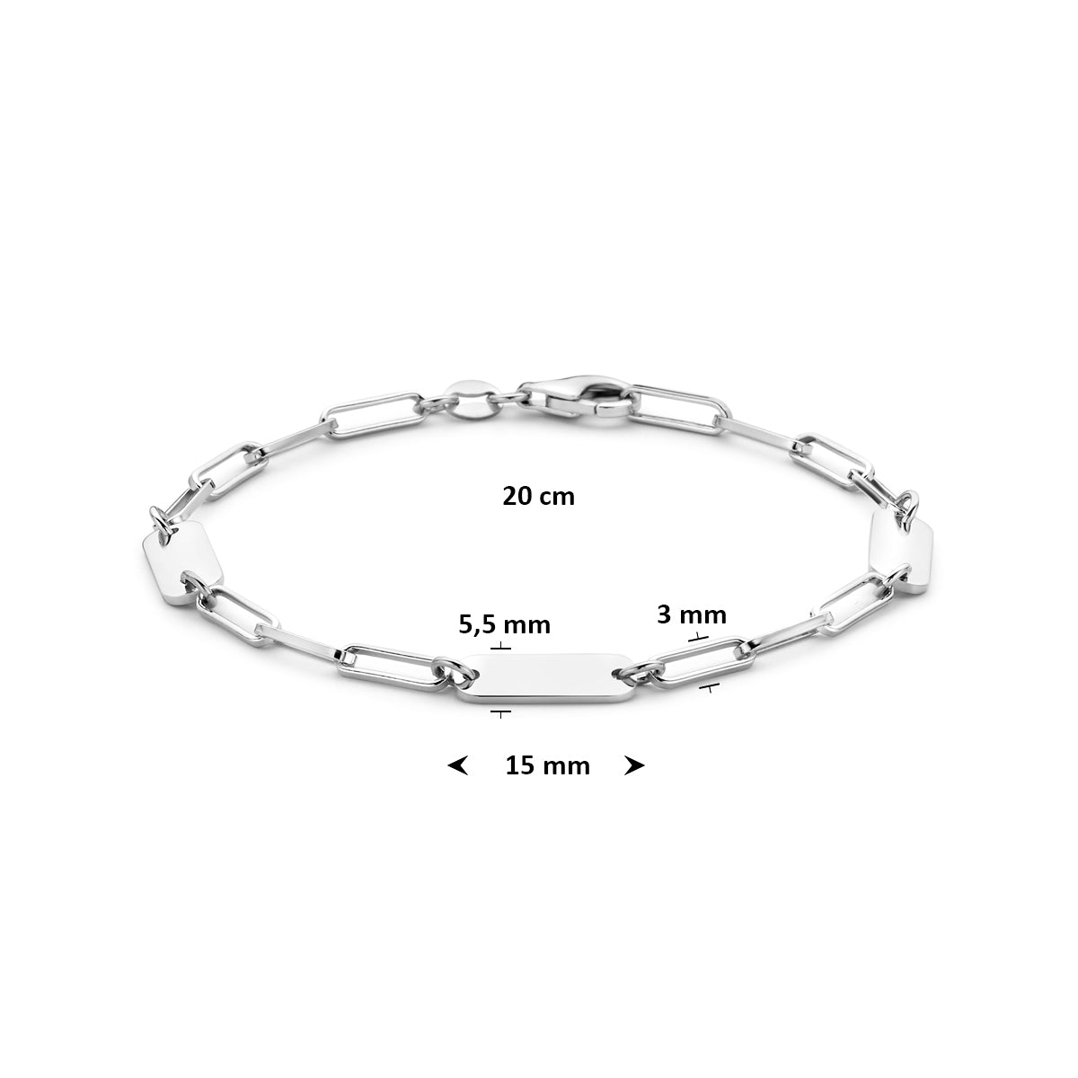 Graveerarmband zilver gerhodineerd 20 cm
