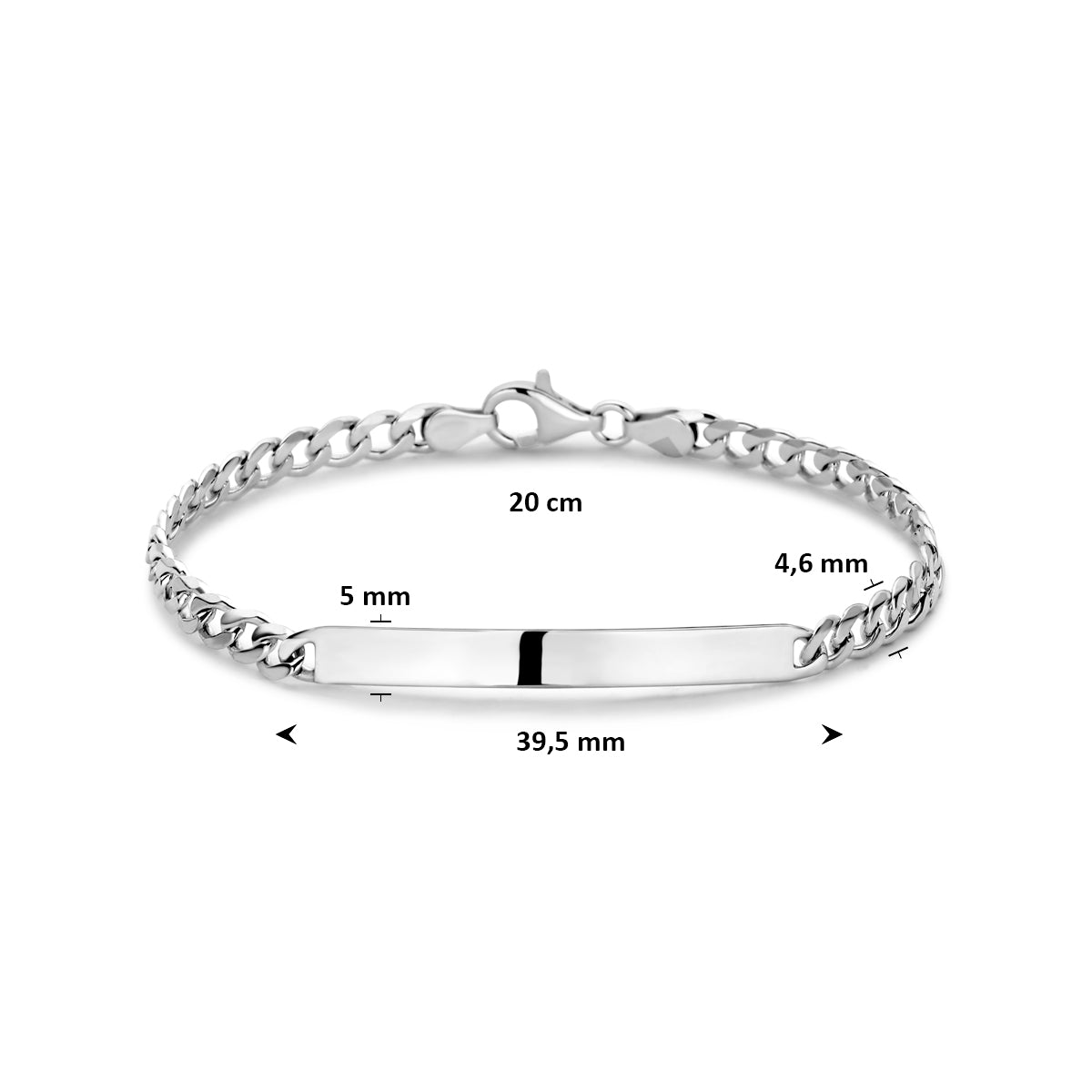 Graveerarmband zilver gerhodineerd 39.5 mm