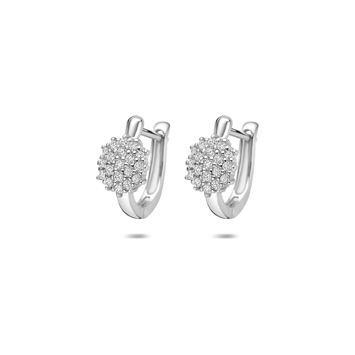Klapoorringen zirkonia zilver gerhodineerd 12,5 mm