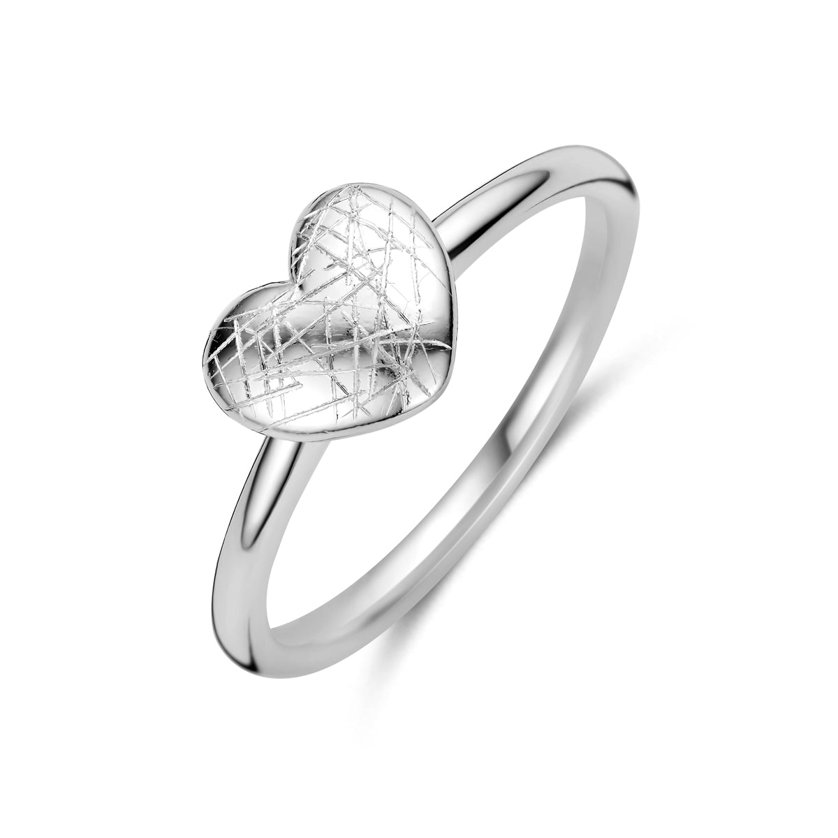 Ring hart gescratcht zilver gerhodineerd