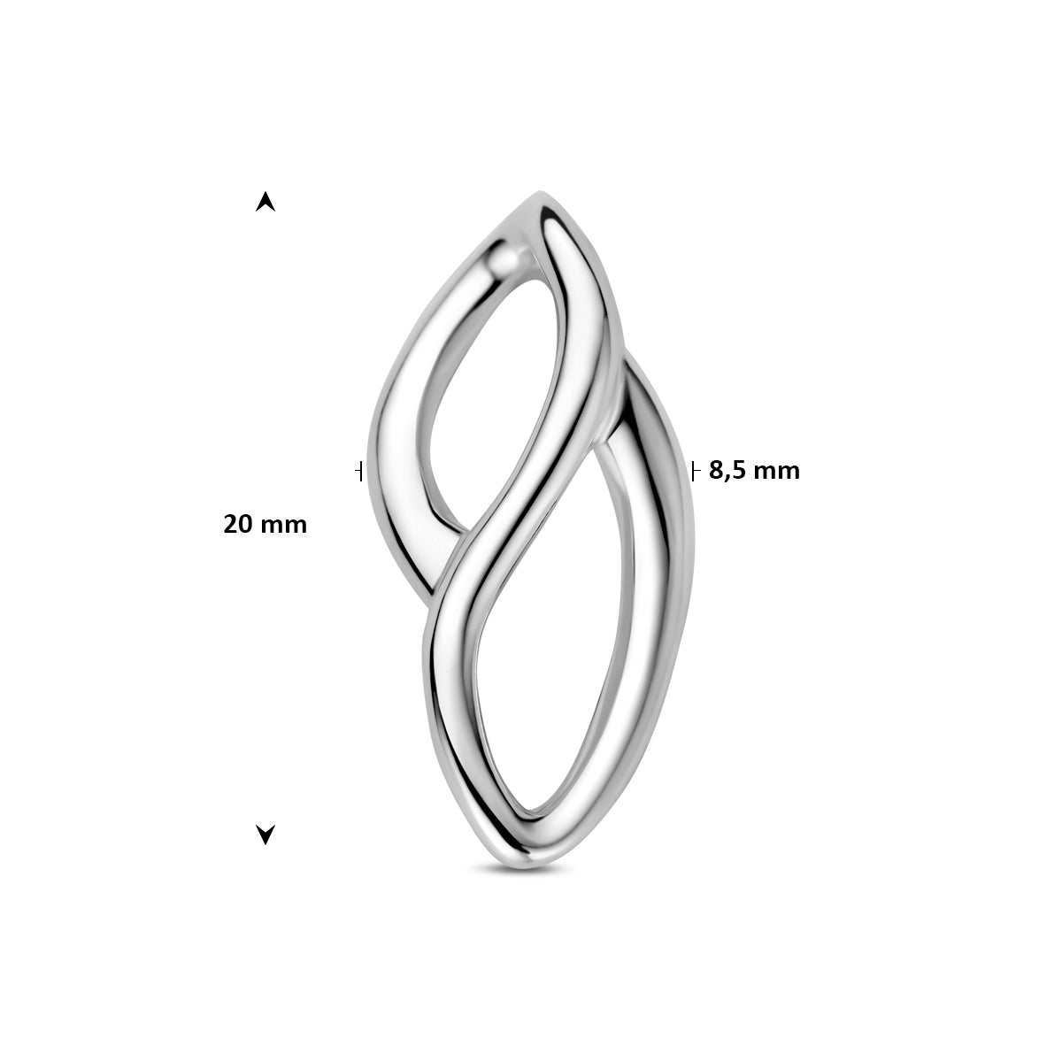 Hanger zilver gerhodineerd 20 mm